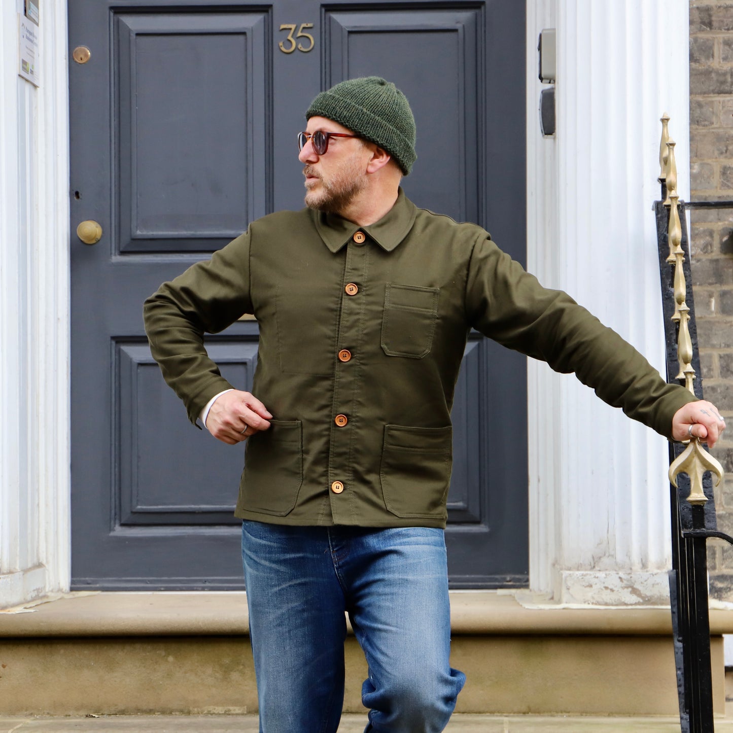 French Chore Jacket Moleskin Racing Green