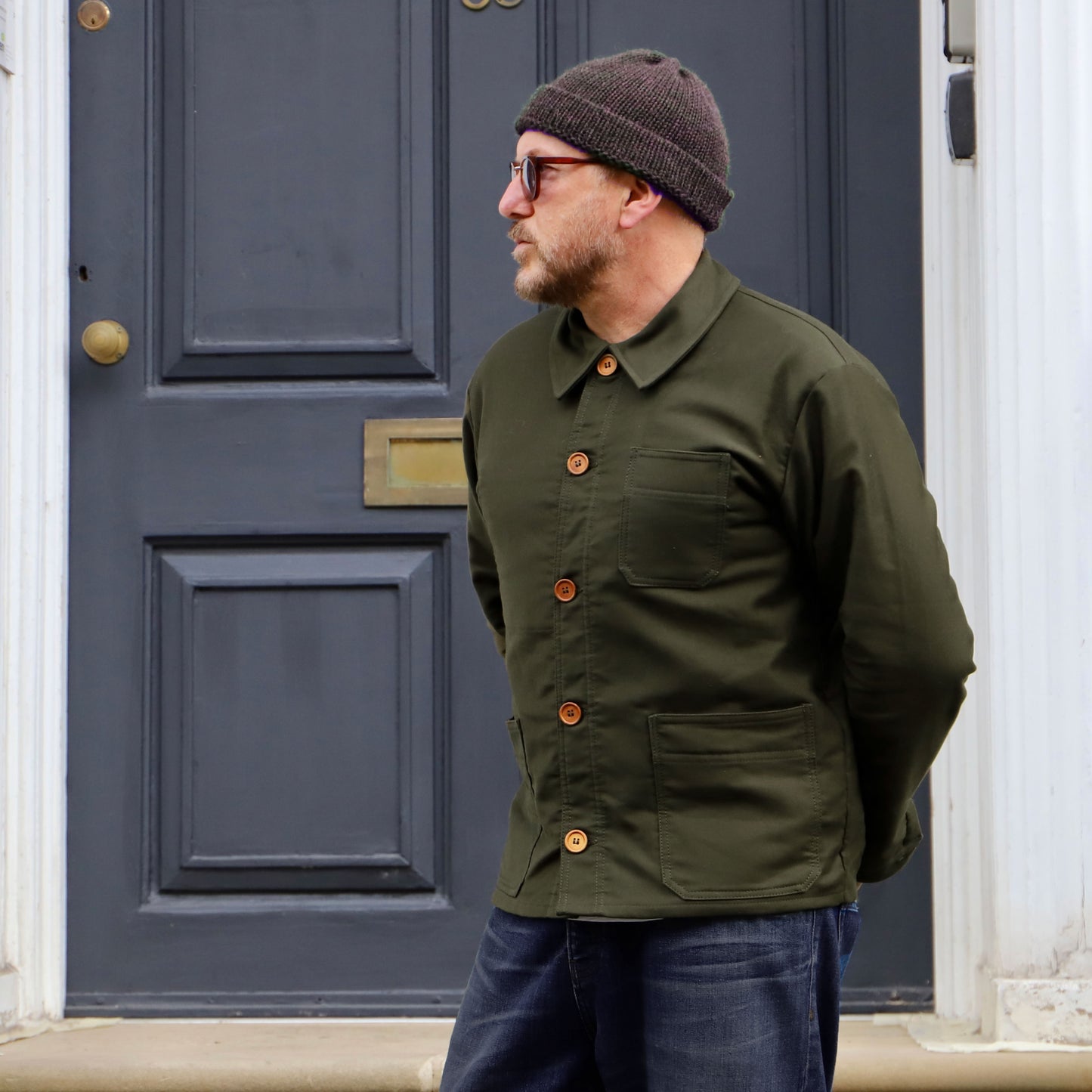 French Chore Jacket Moleskin Racing Green