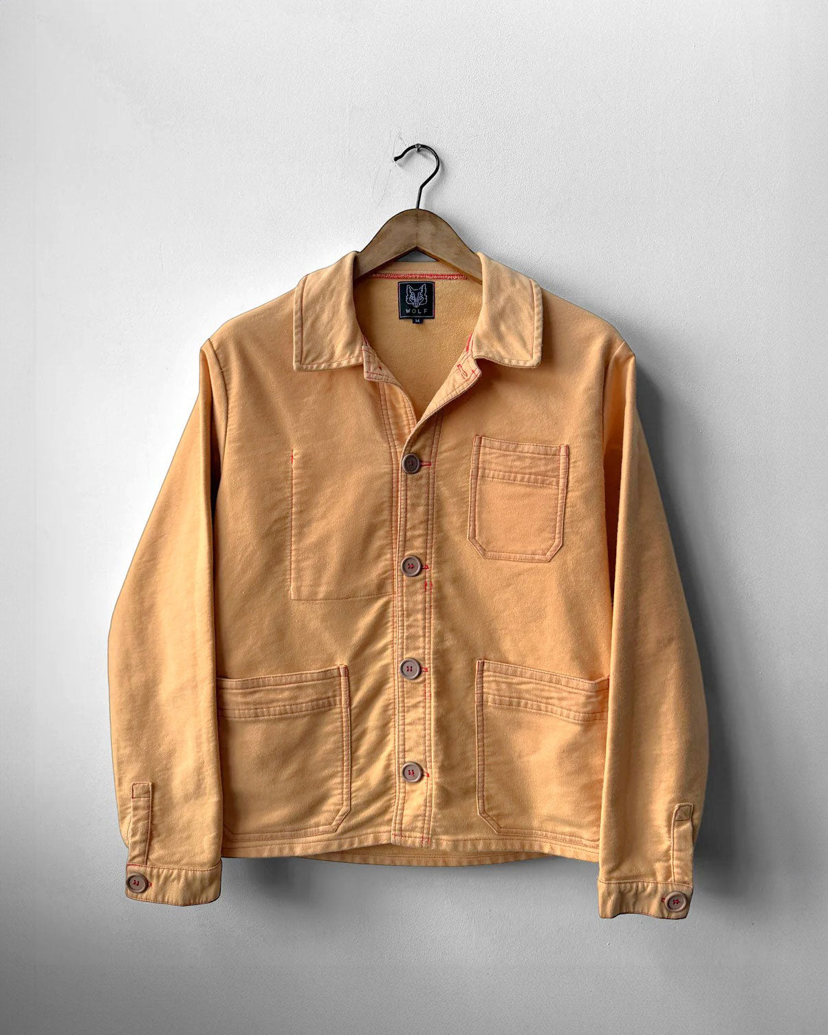 Moleskin Red Stitch Peach Chore Jacket Made In England