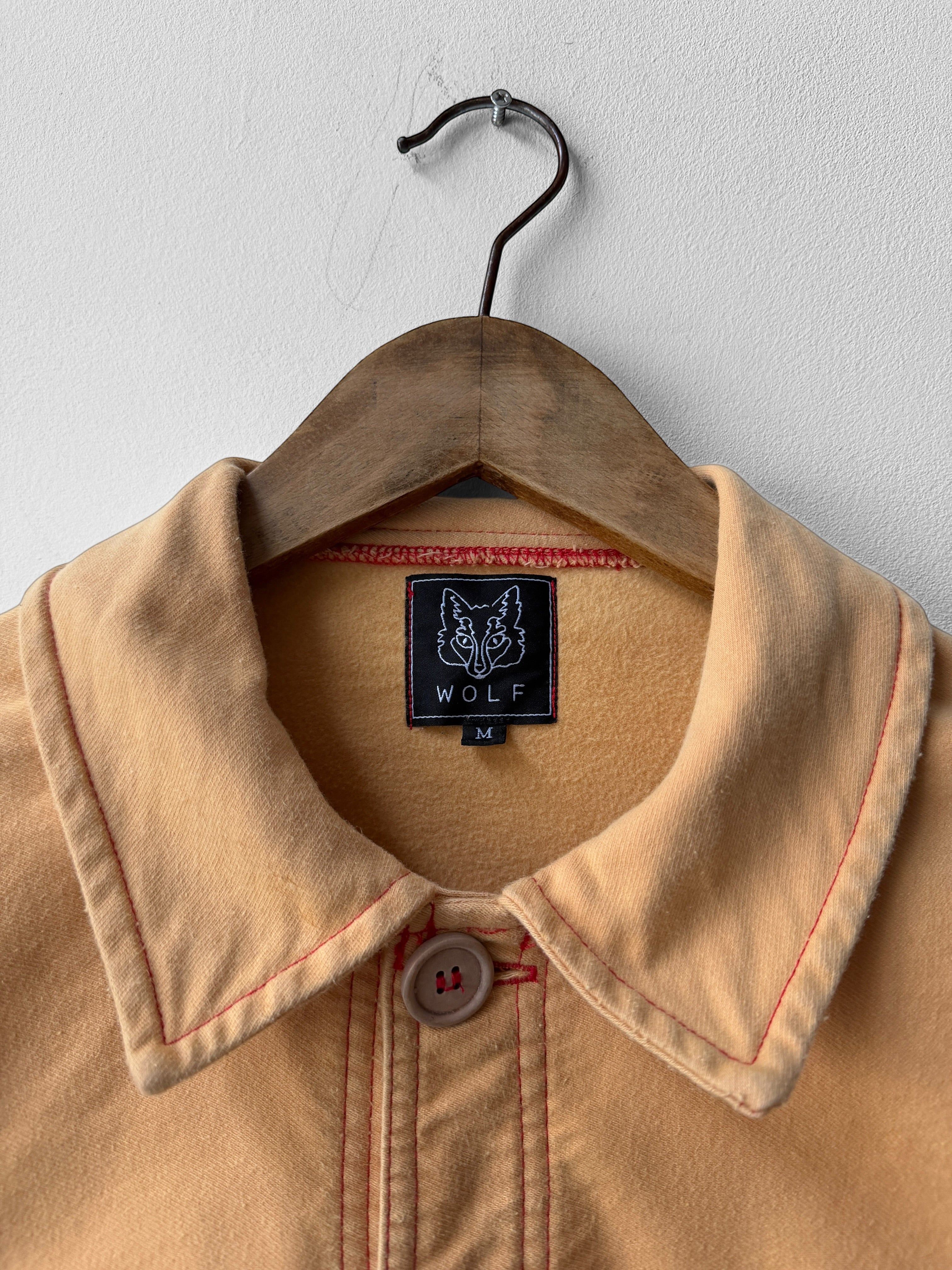 Moleskin Red Stitch Peach Chore Jacket Made In England – Wolf