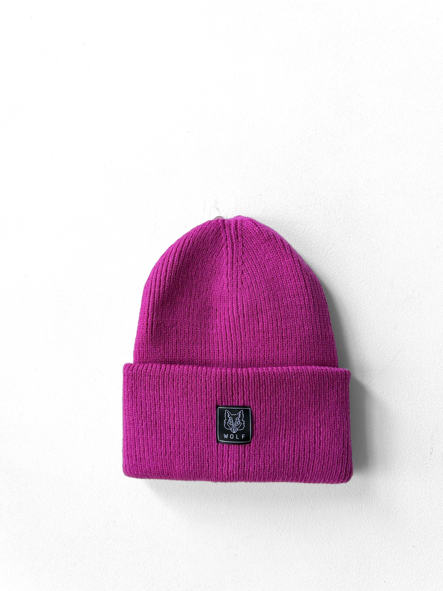 Knitted Fuchsia Pink Beanie Hat Recycled