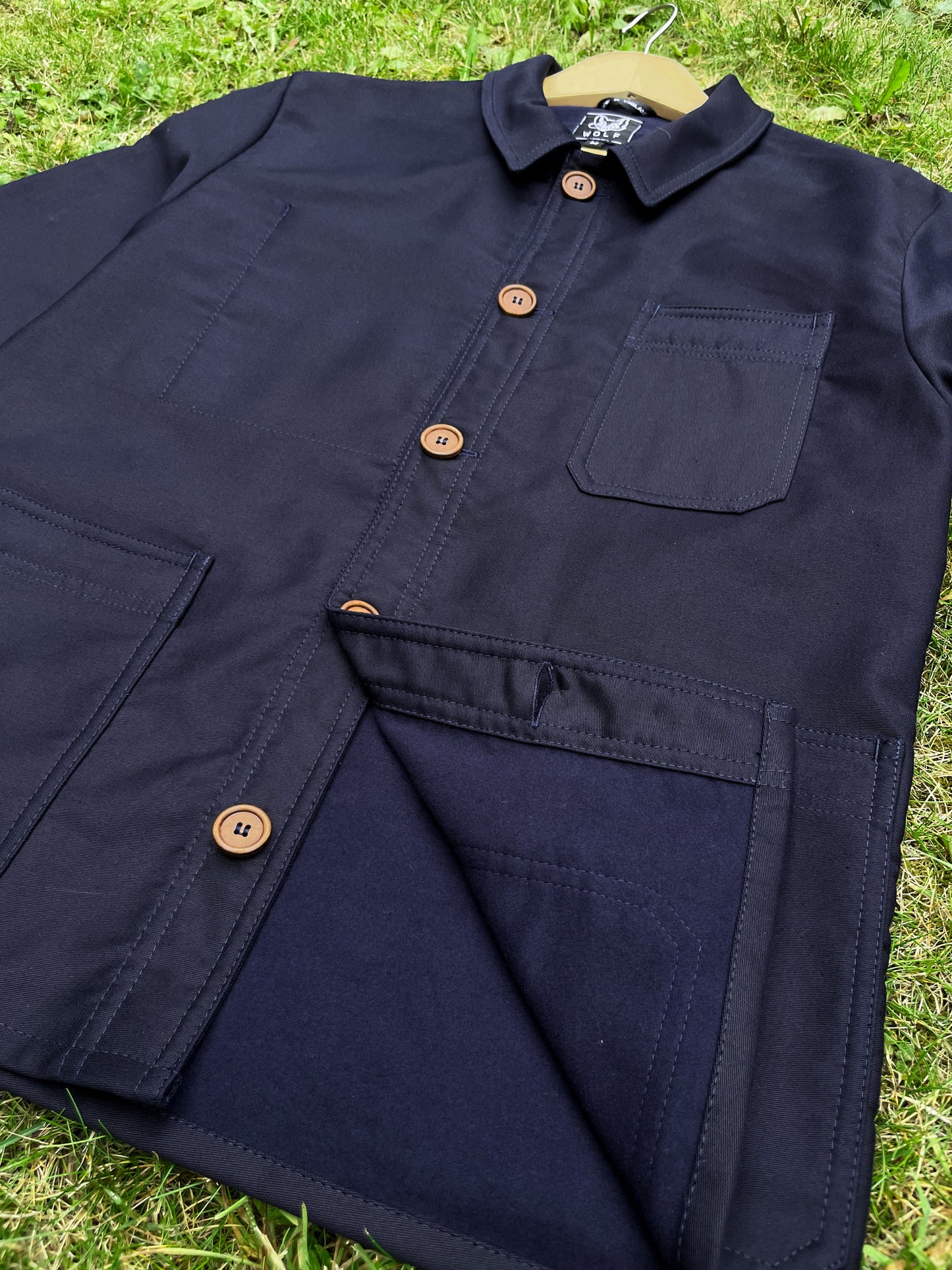 Ink Blue French Moleskin Chore Jacket Made In England