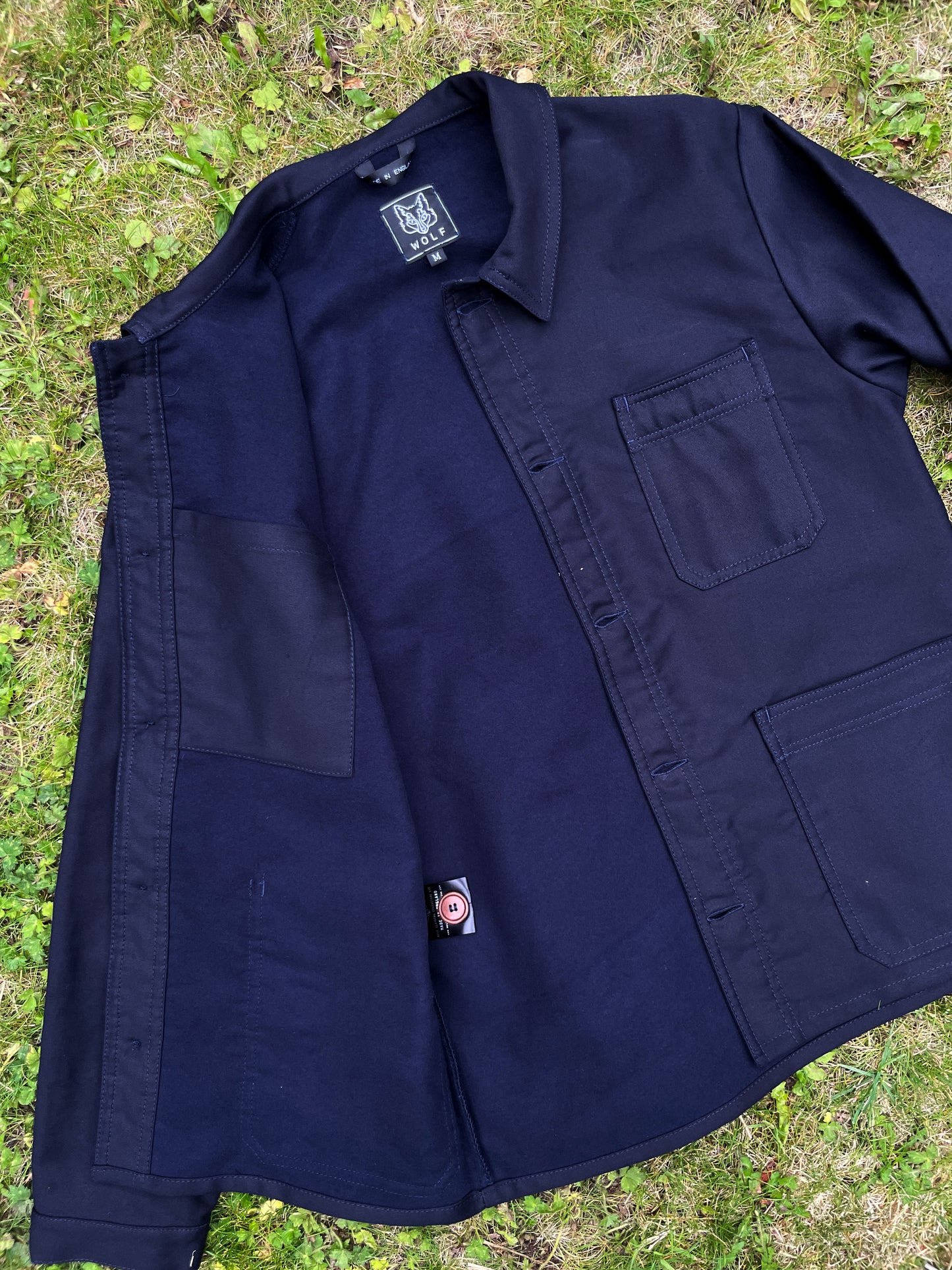 Ink Blue French Moleskin Chore Jacket Made In England