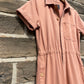 Unisex Short Sleeve Pink Coveralls Jumpsuit