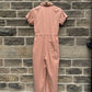 Unisex Short Sleeve Pink Coveralls Jumpsuit
