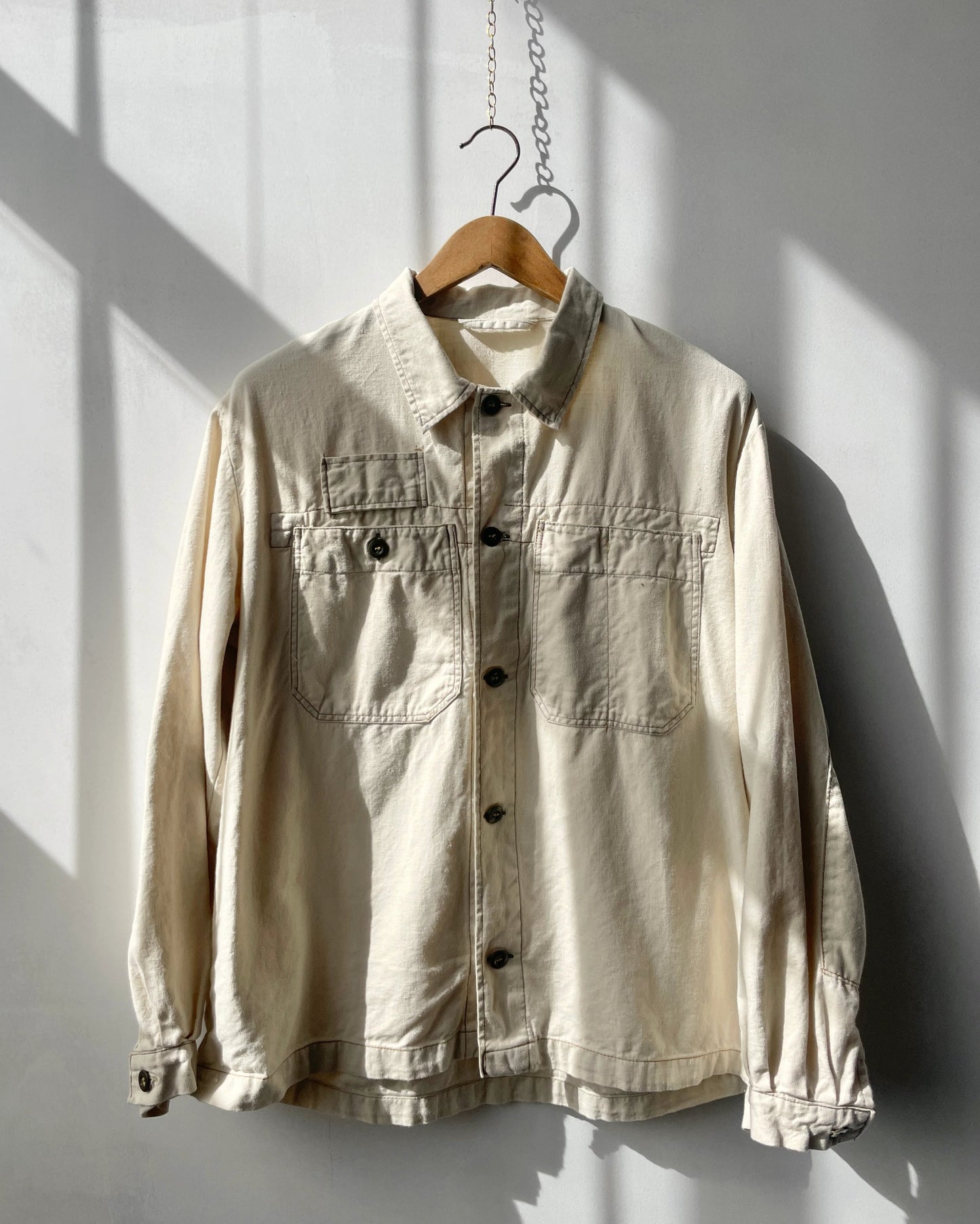 Vintage 1970s 2 Pocket Camel Brown Chore Shirt