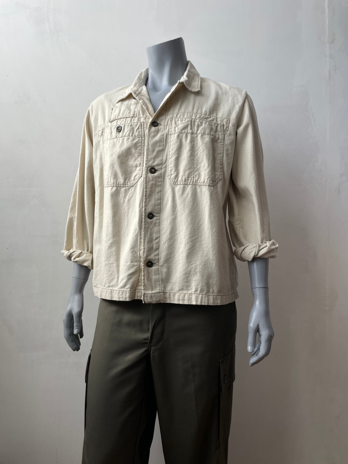 Vintage 1970s 2 Pocket Camel Brown Chore Shirt