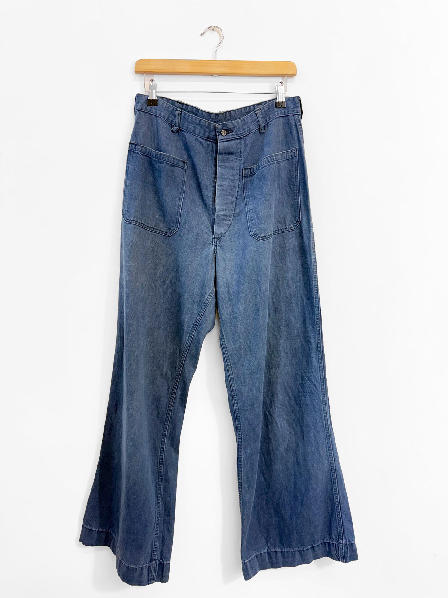 Vintage 70s High Waisted Flared Soft Cotton Trousers - 30"