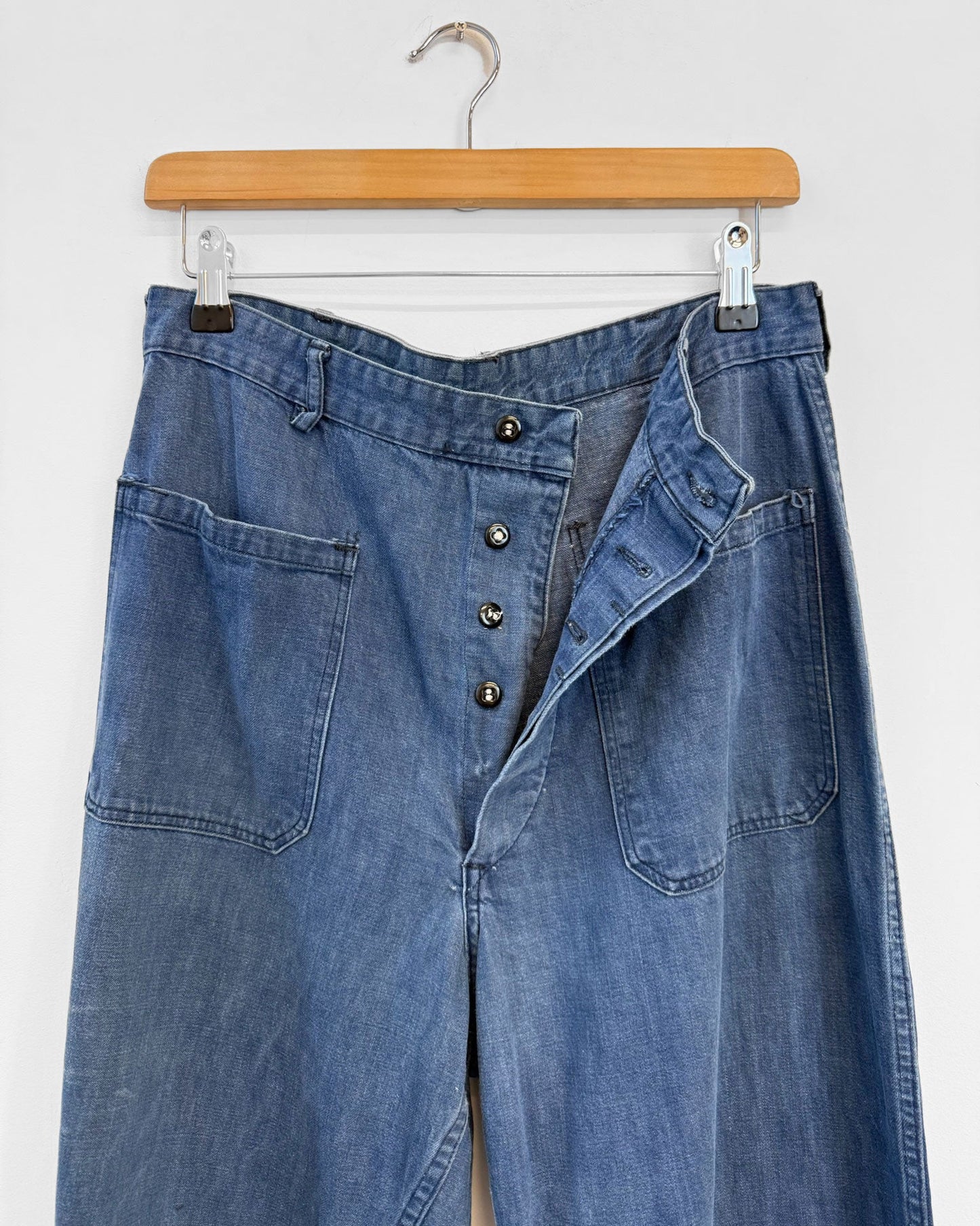 Vintage 70s High Waisted Flared Soft Cotton Trousers - 30"