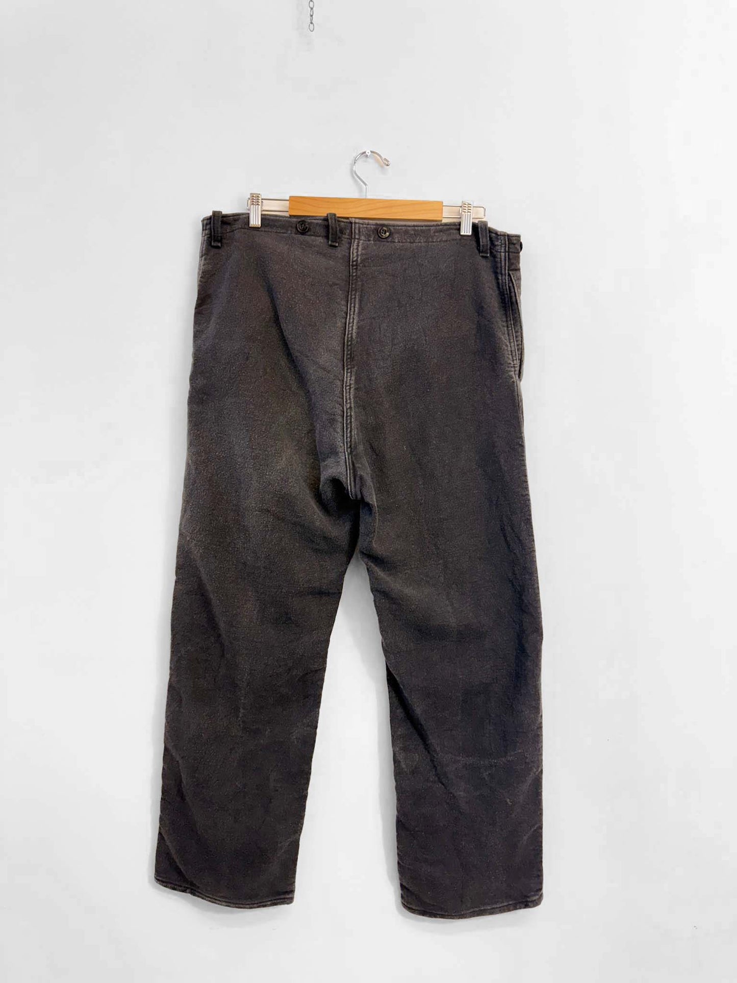 Vintage Heavy Moleskin Cotton Workwear Trousers Grey - 40"