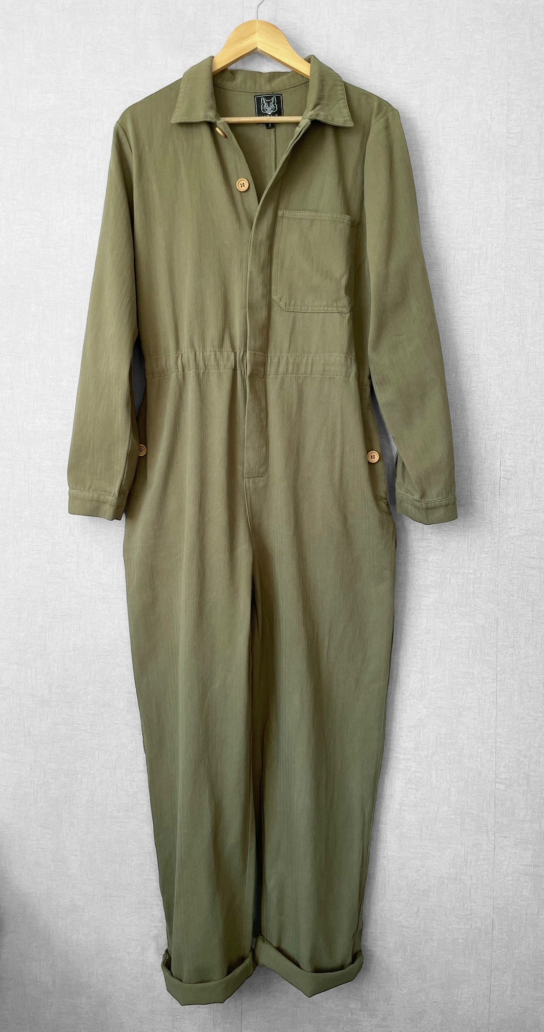 Army Green French Workwear Coveralls Herringbone