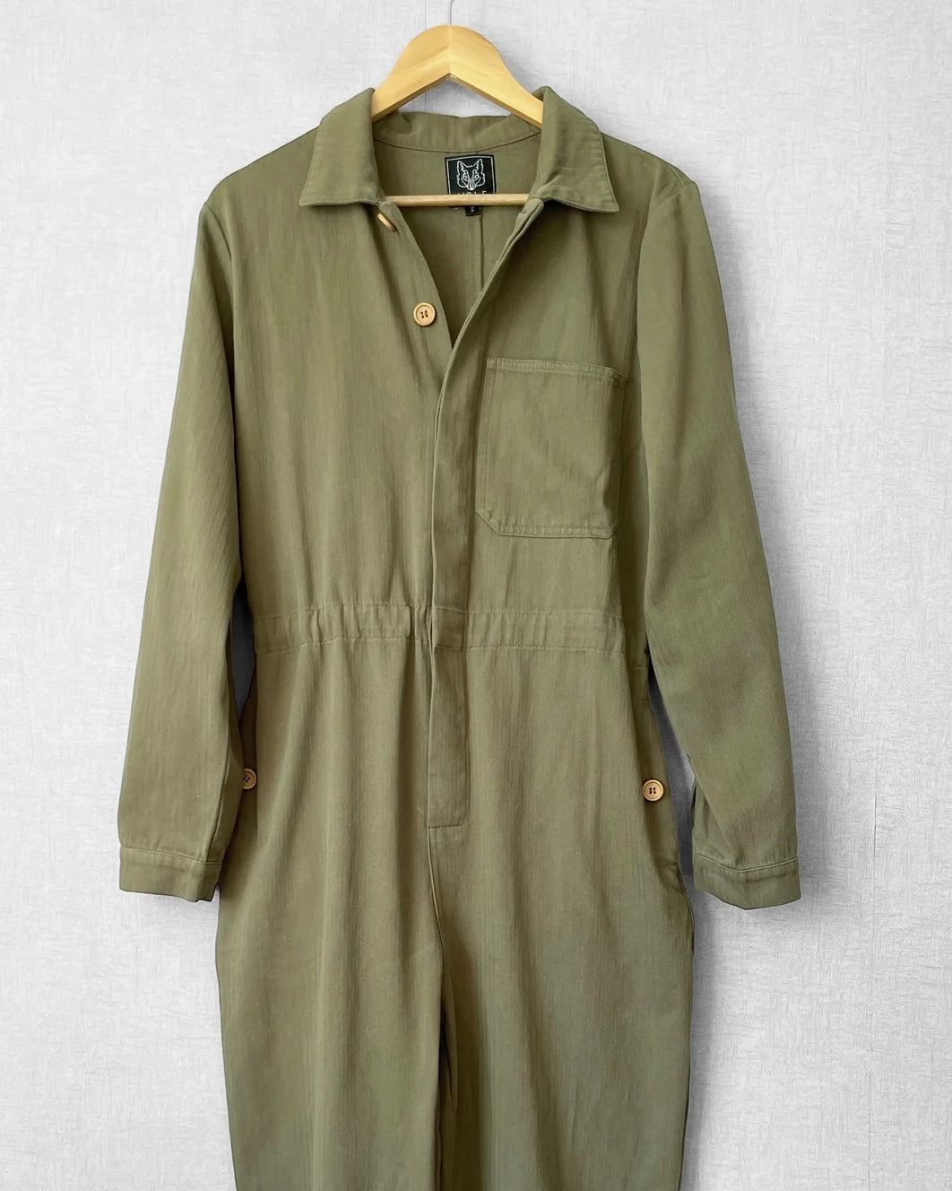 Army Green French Workwear Coveralls Herringbone