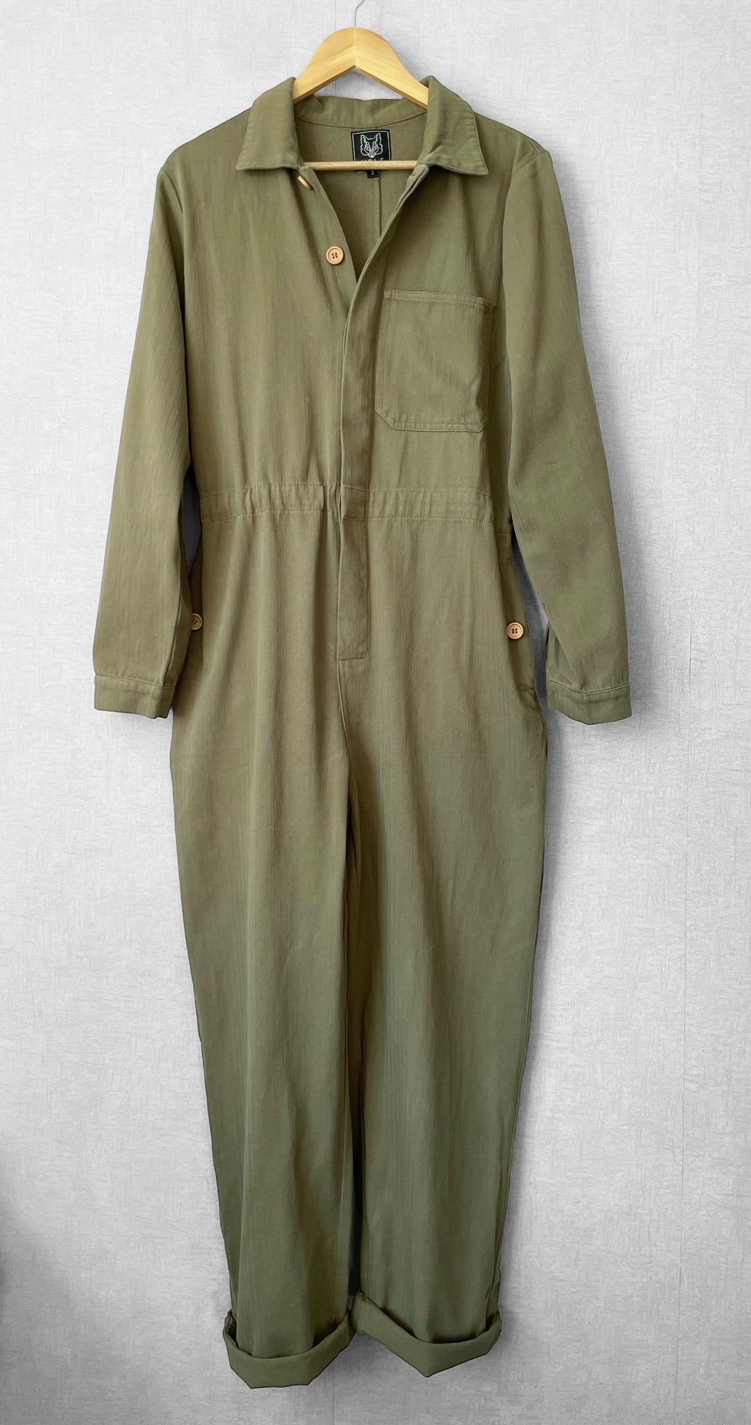Army Green French Workwear Jumpsuit Coveralls Herringbone
