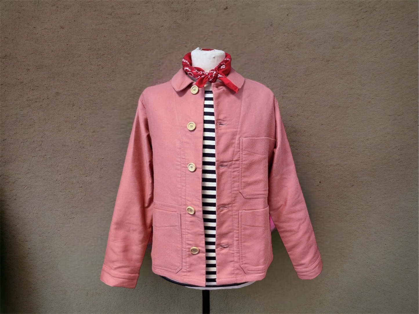 50er Moleskin Französische Arbeitsjacke Dusty Pink