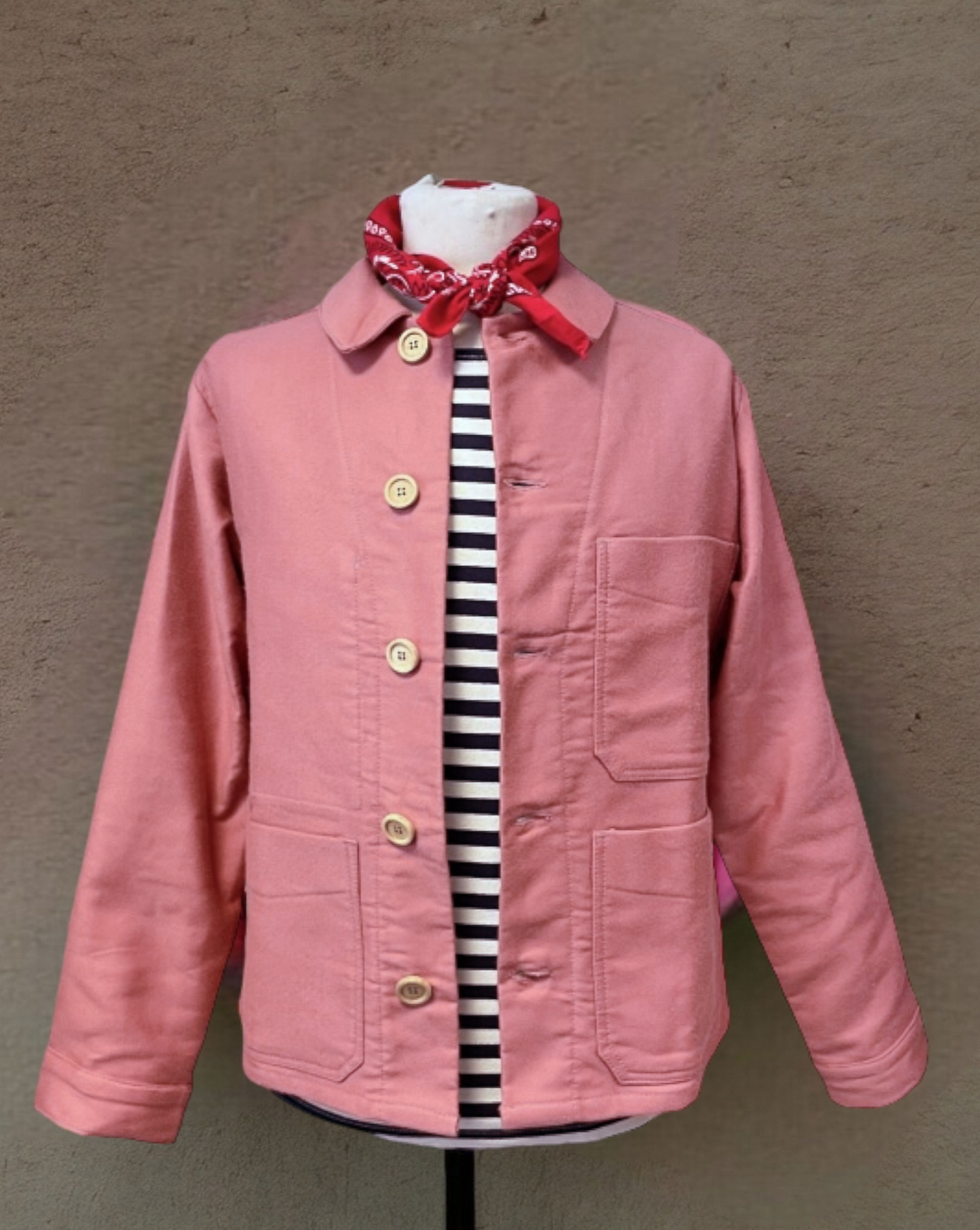Unisex 50s Moleskin French Chore Jacket Dusty Pink