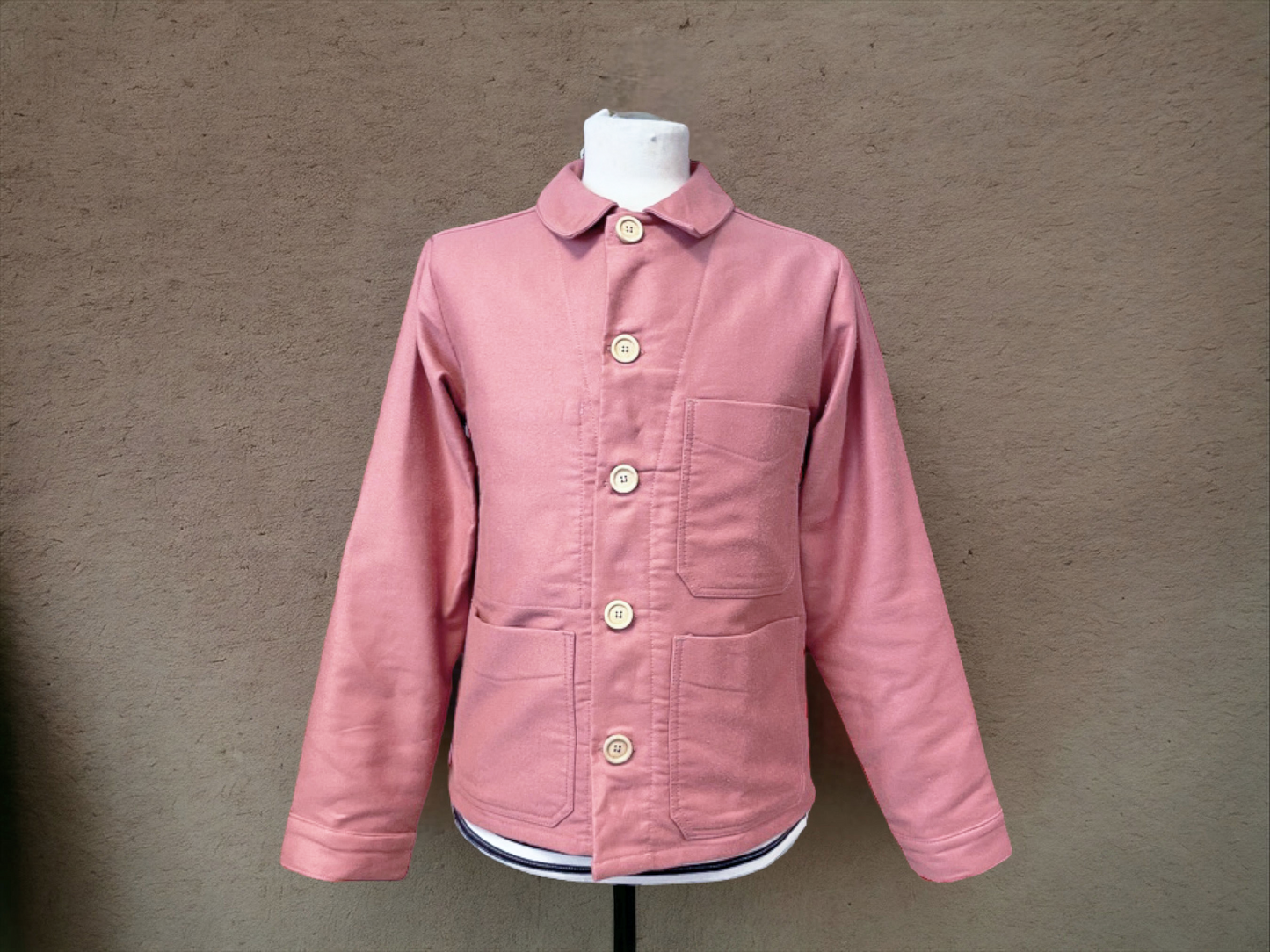 50er Moleskin Französische Arbeitsjacke Dusty Pink