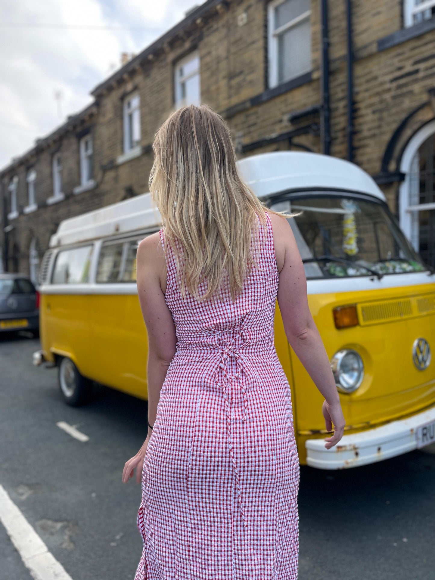 French Gingham Maxi Dress