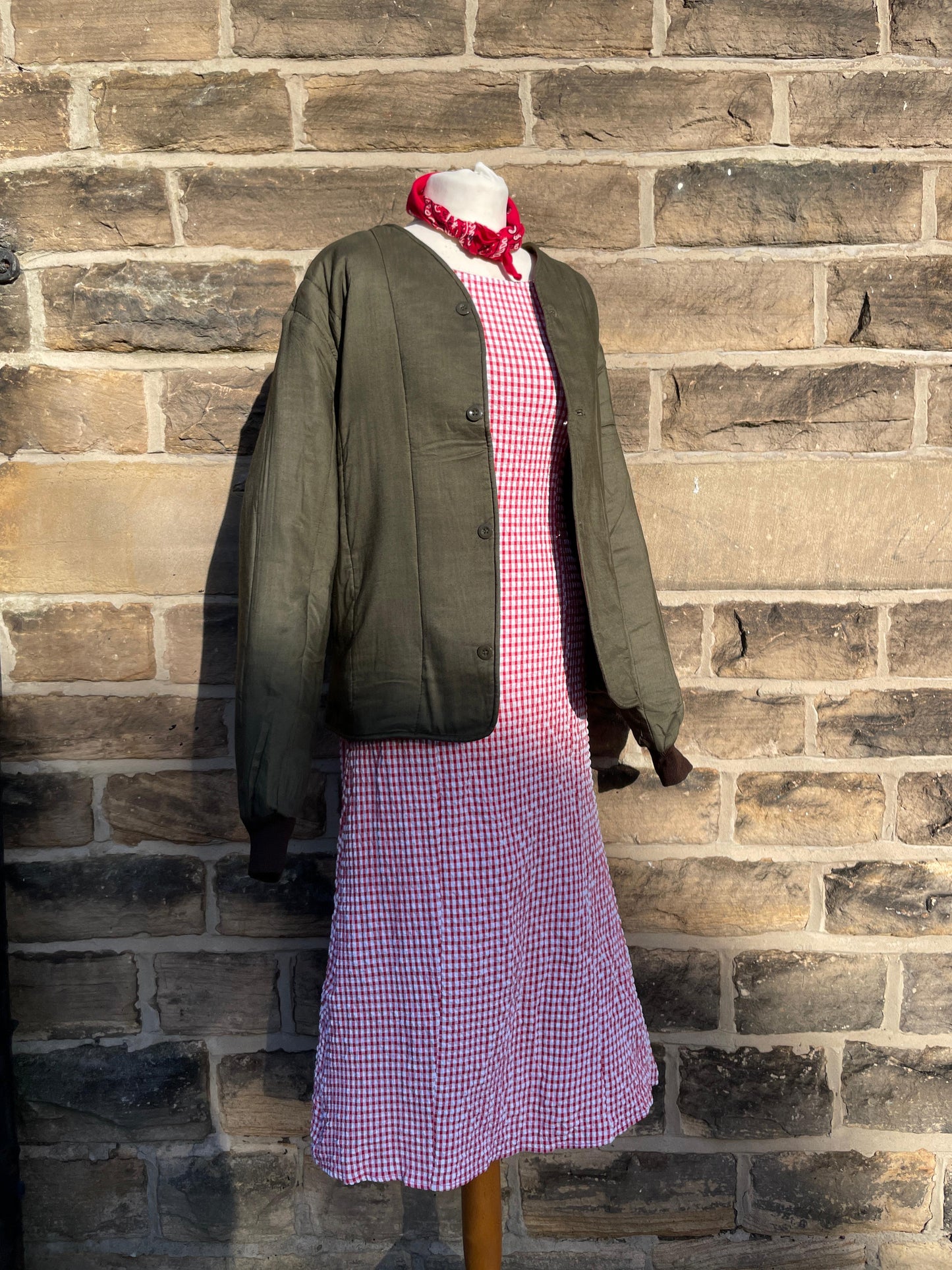 Forro de algodón vintage acolchado con cuello en V