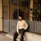Organic Fisherman Jumper Chunky Knit Ecru Beige