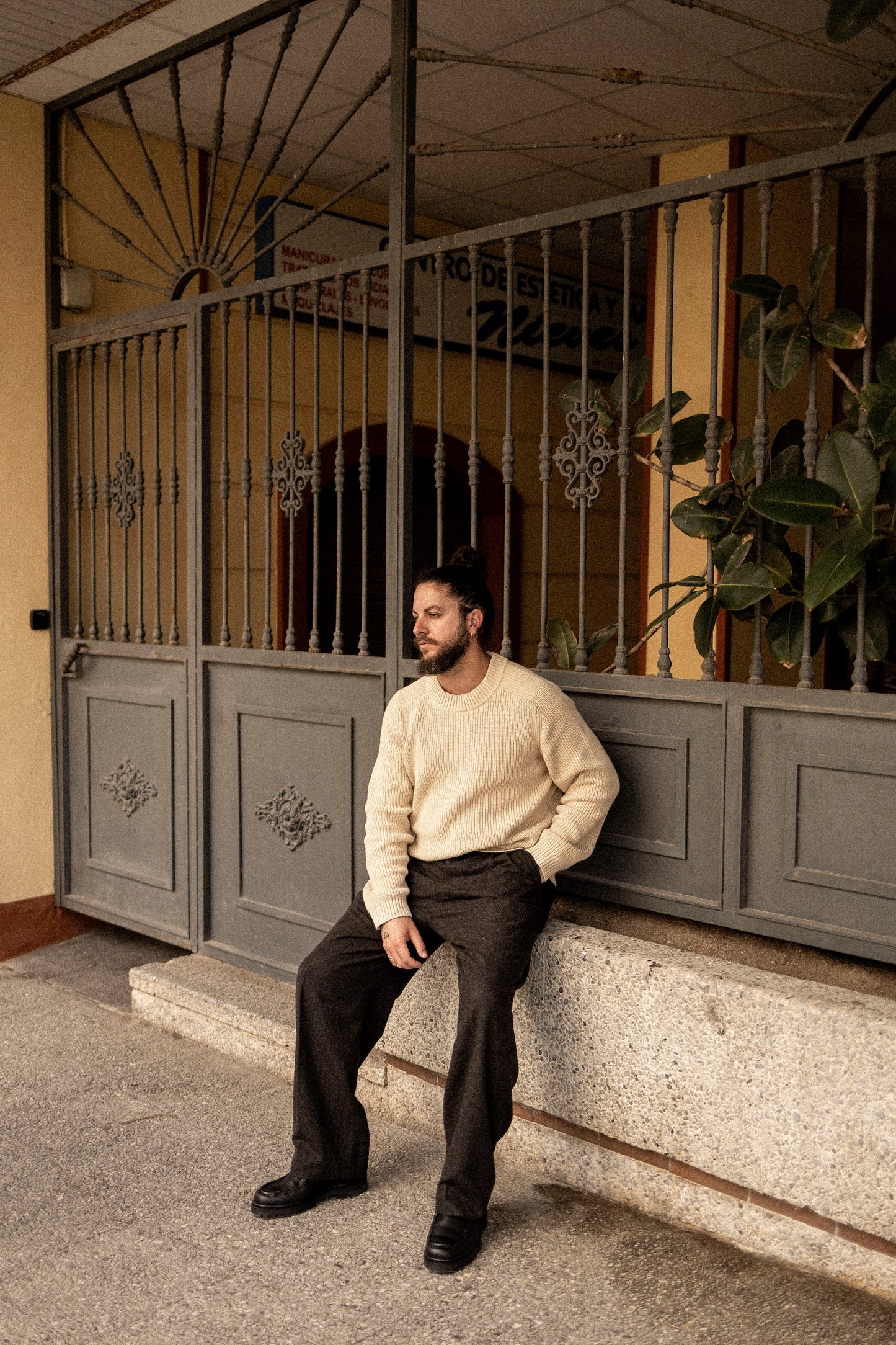 Organic Fisherman Jumper Chunky Knit Ecru Beige