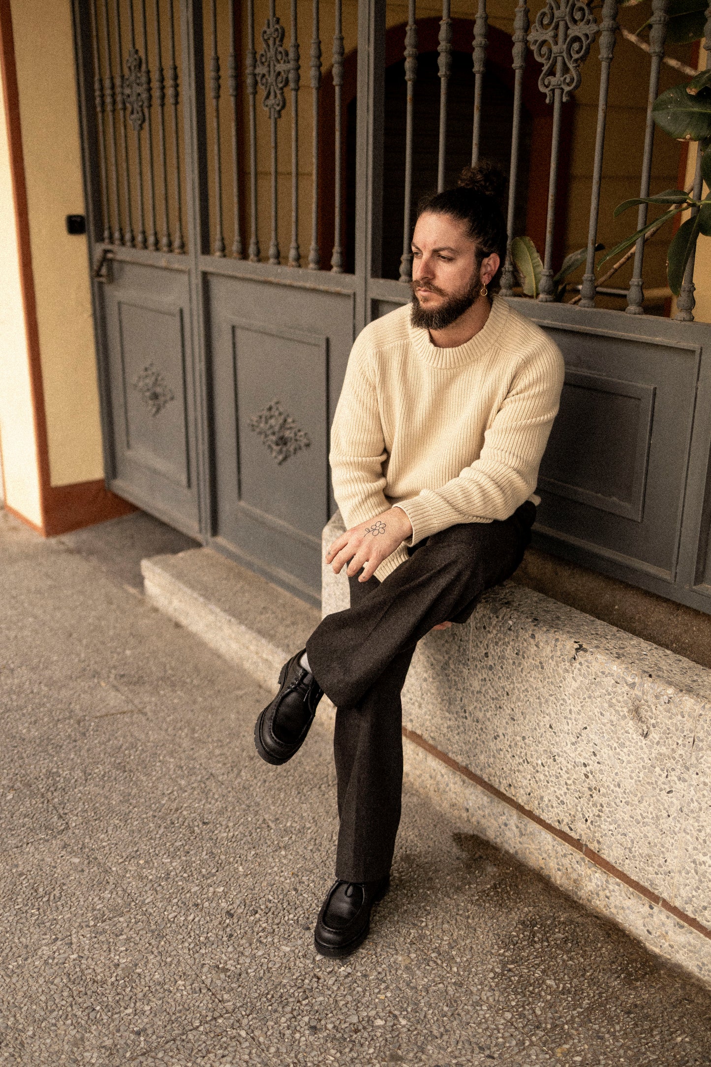 Organic Fisherman Jumper Chunky Knit Ecru Beige