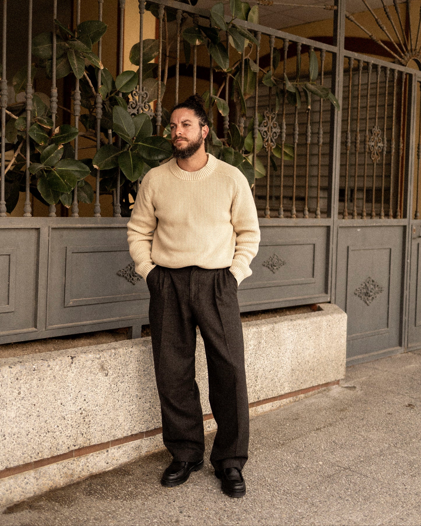 Organic Fisherman Jumper Chunky Knit Ecru Beige