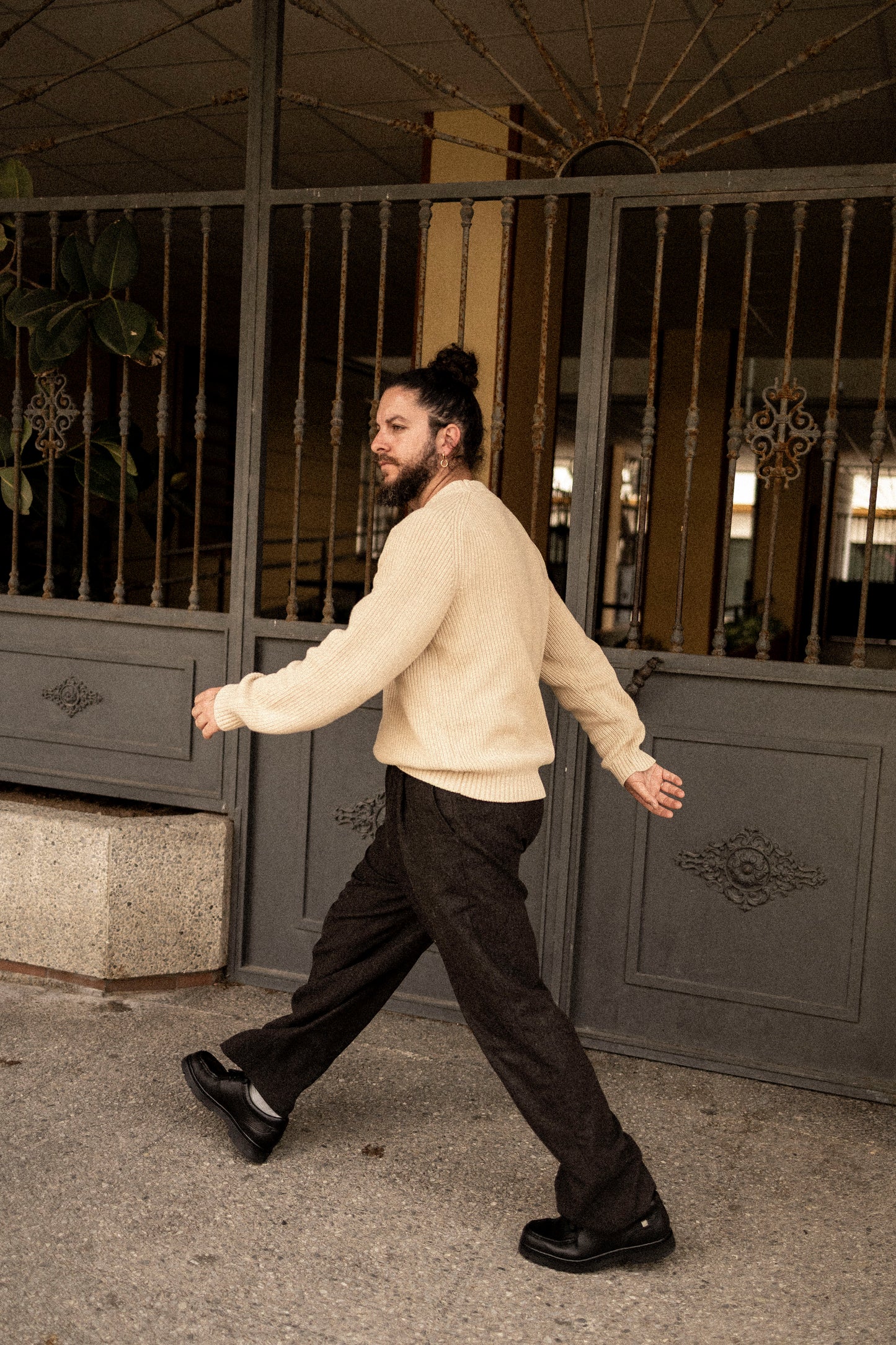 Organic Fisherman Jumper Chunky Knit Ecru Beige
