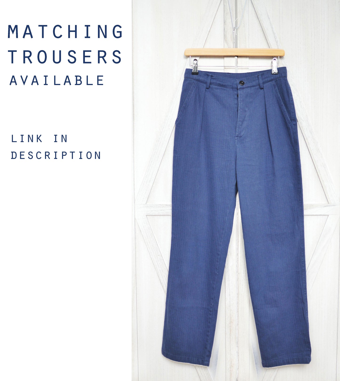 Arbeitsjacke aus Baumwolltwill mit Fischgrätenmuster, Indigoblau