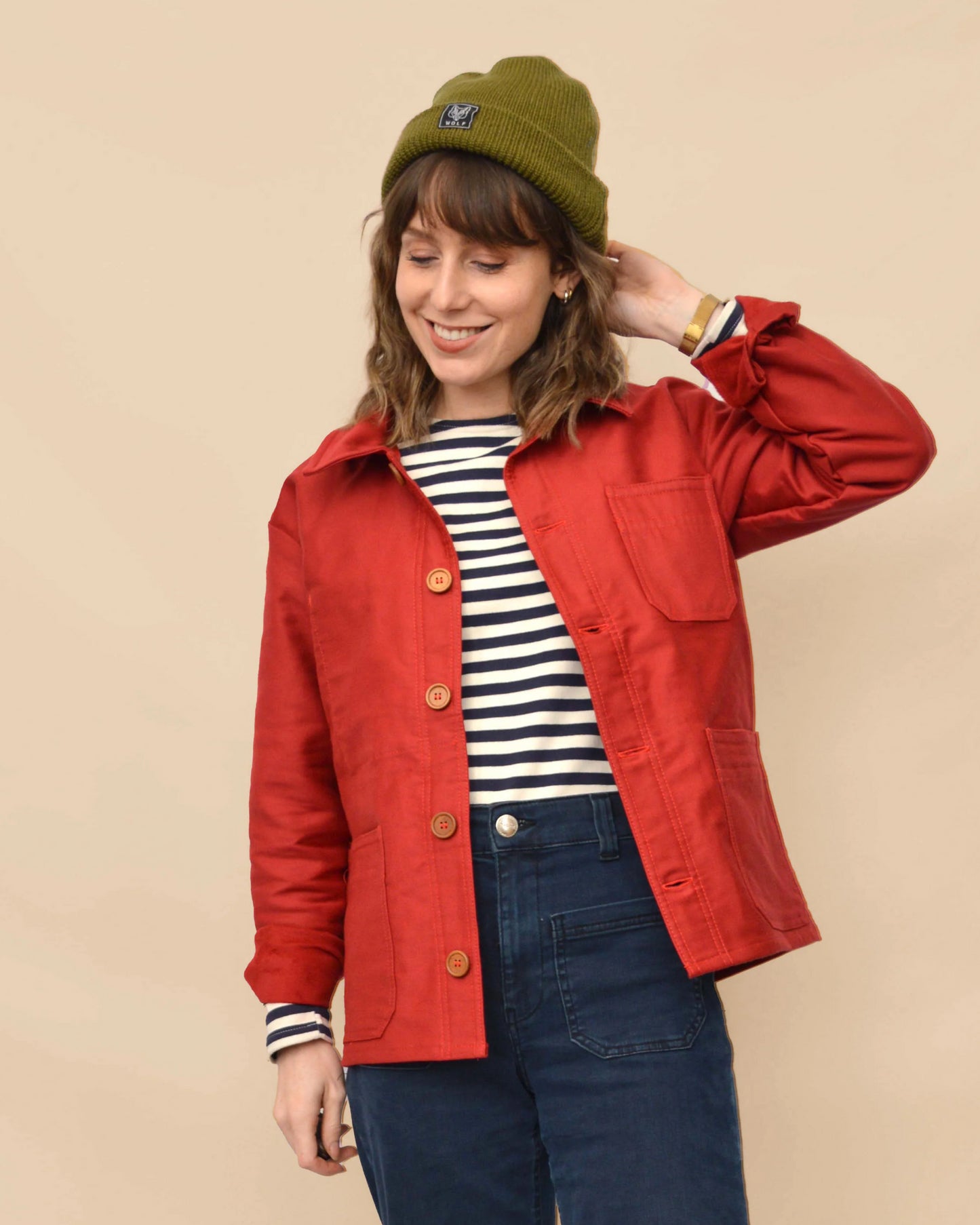 Berry Red French Chore Jacket Moleskin