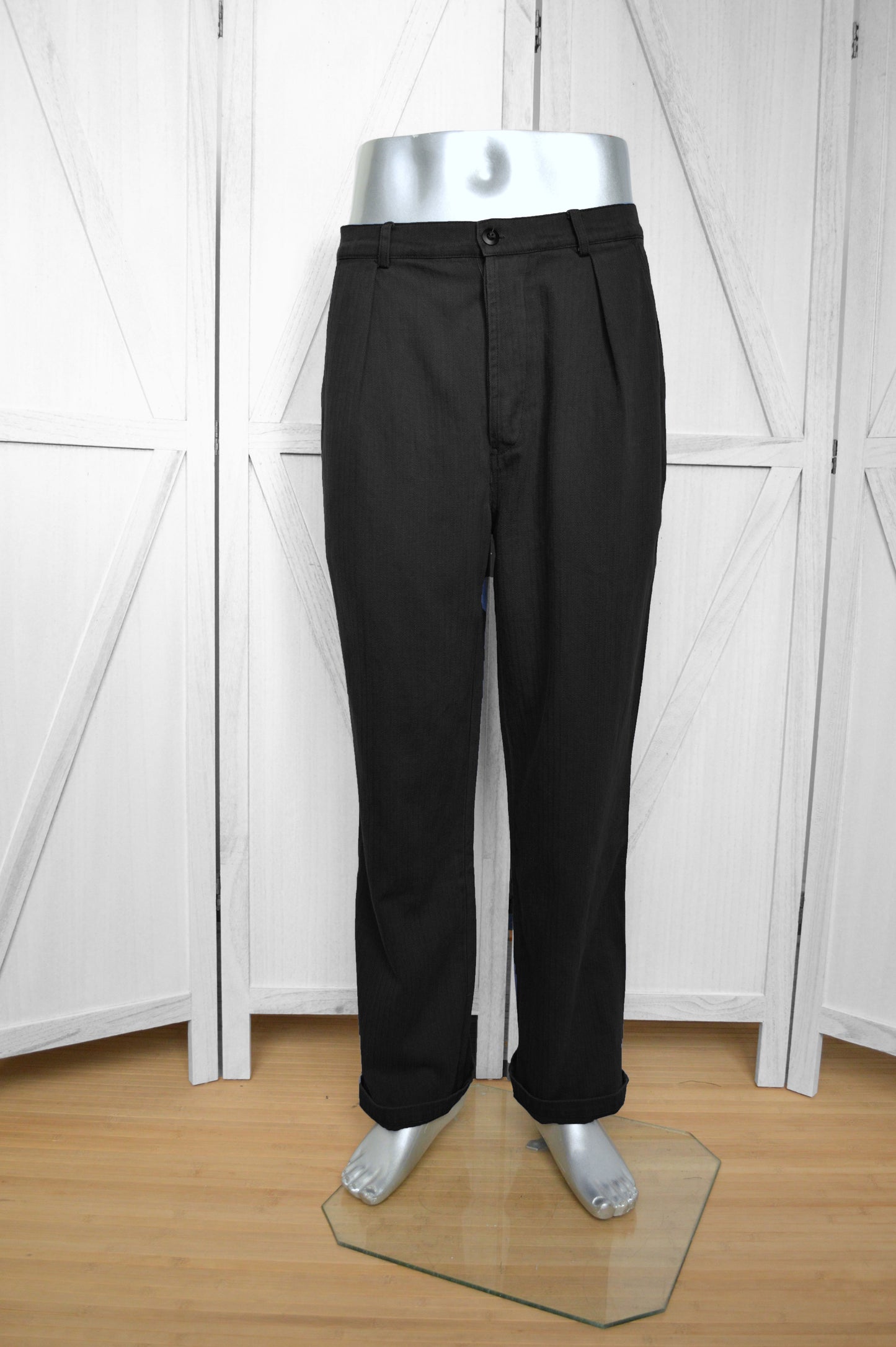 Herringbone French Work Pants Black