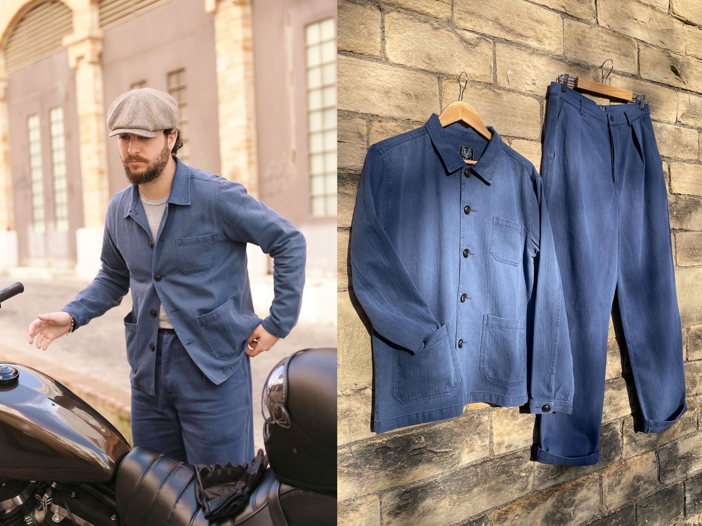 Herringbone Cotton Twill Chore Jacket Indigo Blue – Wolf Clothing