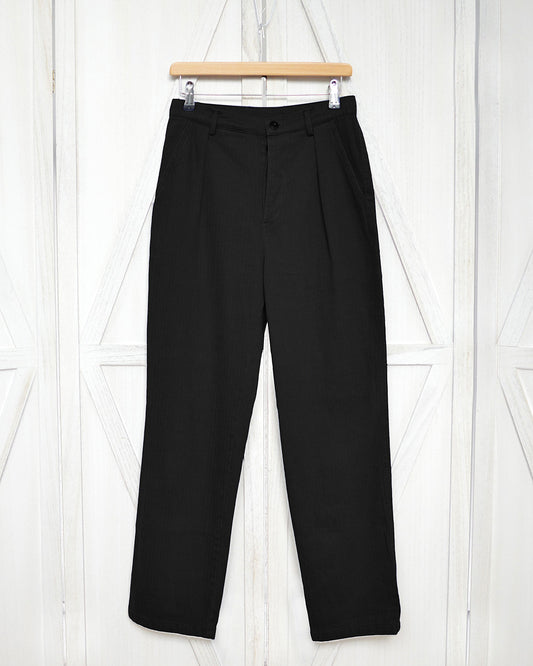 Black Herringbone French Work Pants