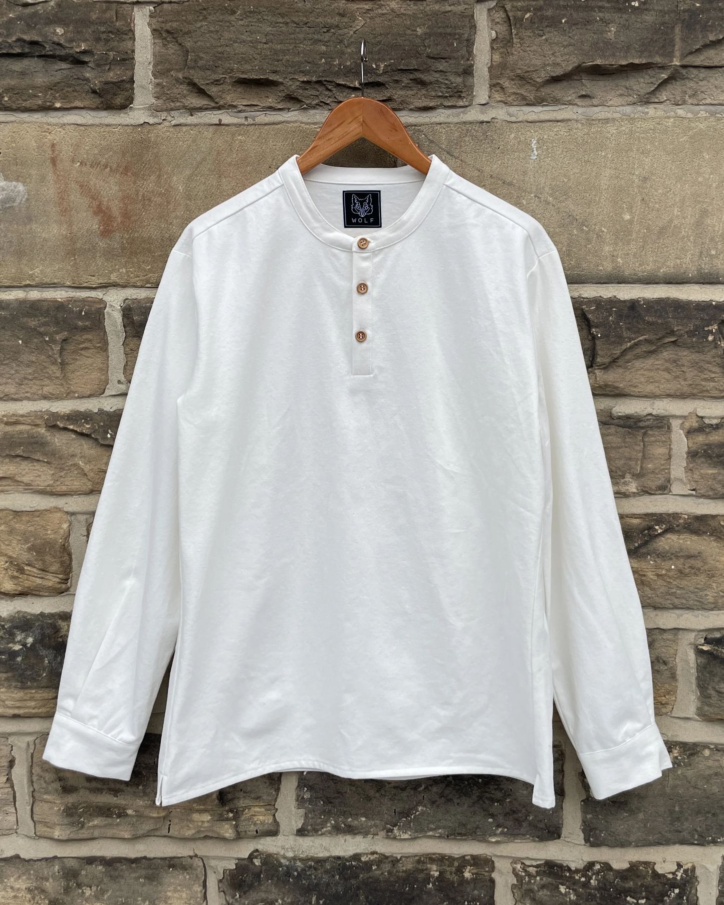 Organic Collarless Grandad Smock Shirt