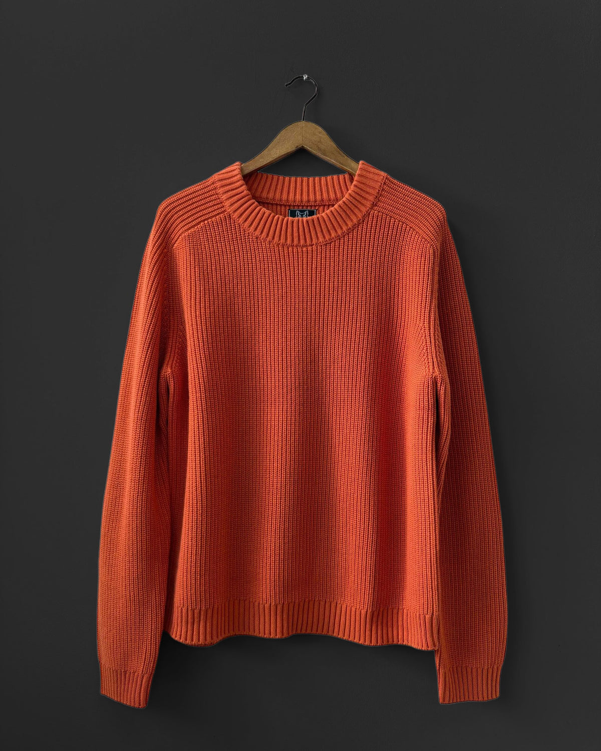 Organic Chunky Knit Fisherman Jumper Tangerine Orange