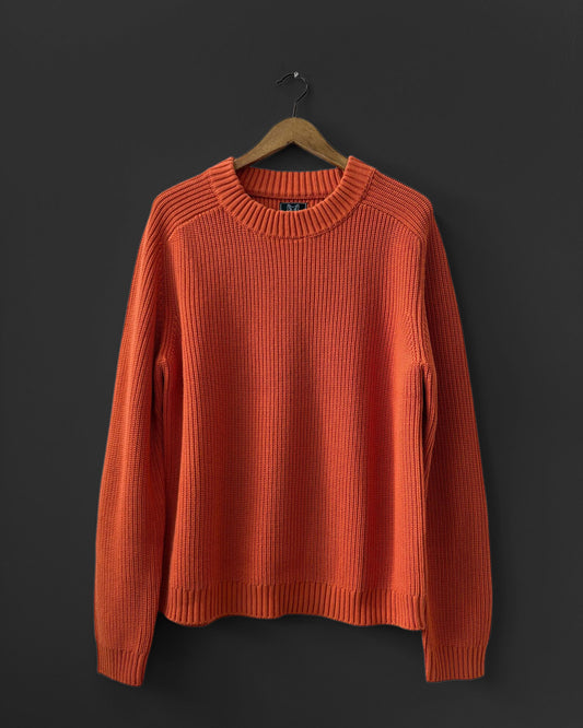 Organic Chunky Knit Fisherman Jumper Tangerine Orange