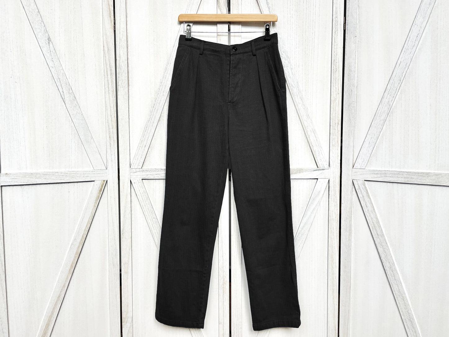 Herringbone French Work Pants Black