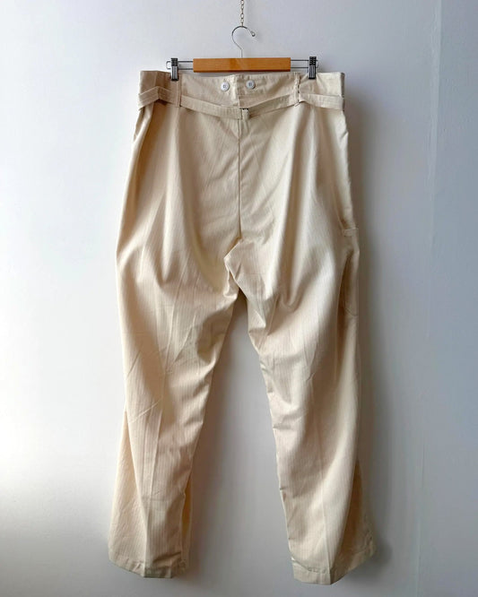 Vintage 80s Cream Herringbone German Workwear Pants