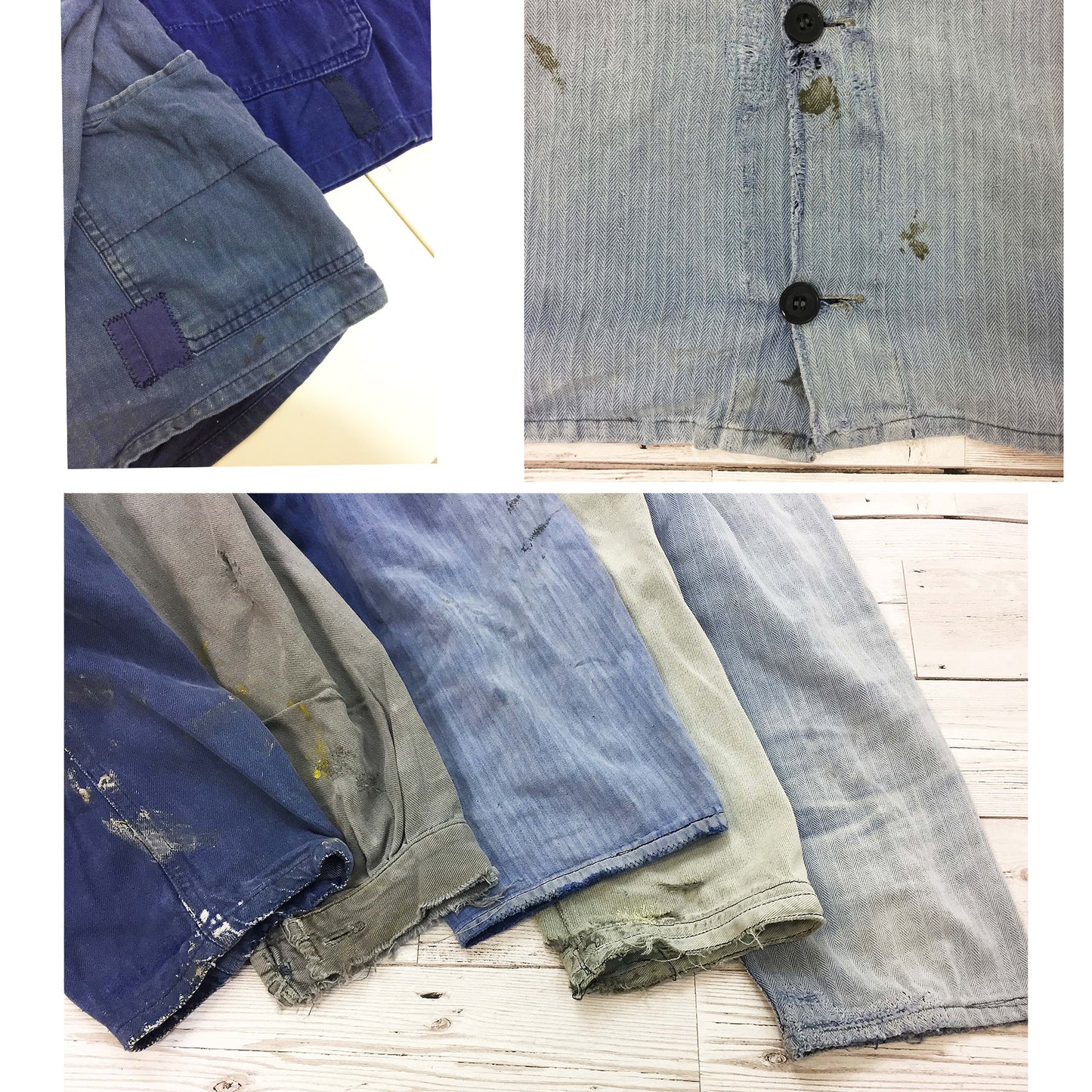 5 x Vintage French Work Jacket Distressed Old Worn In - Wholesale Job Lot
