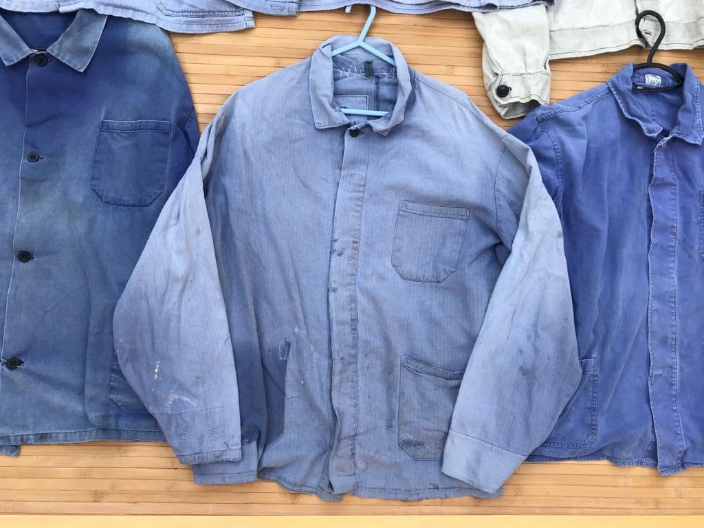 5 x Vintage French Work Jacket Distressed Old Worn In - Wholesale Job Lot