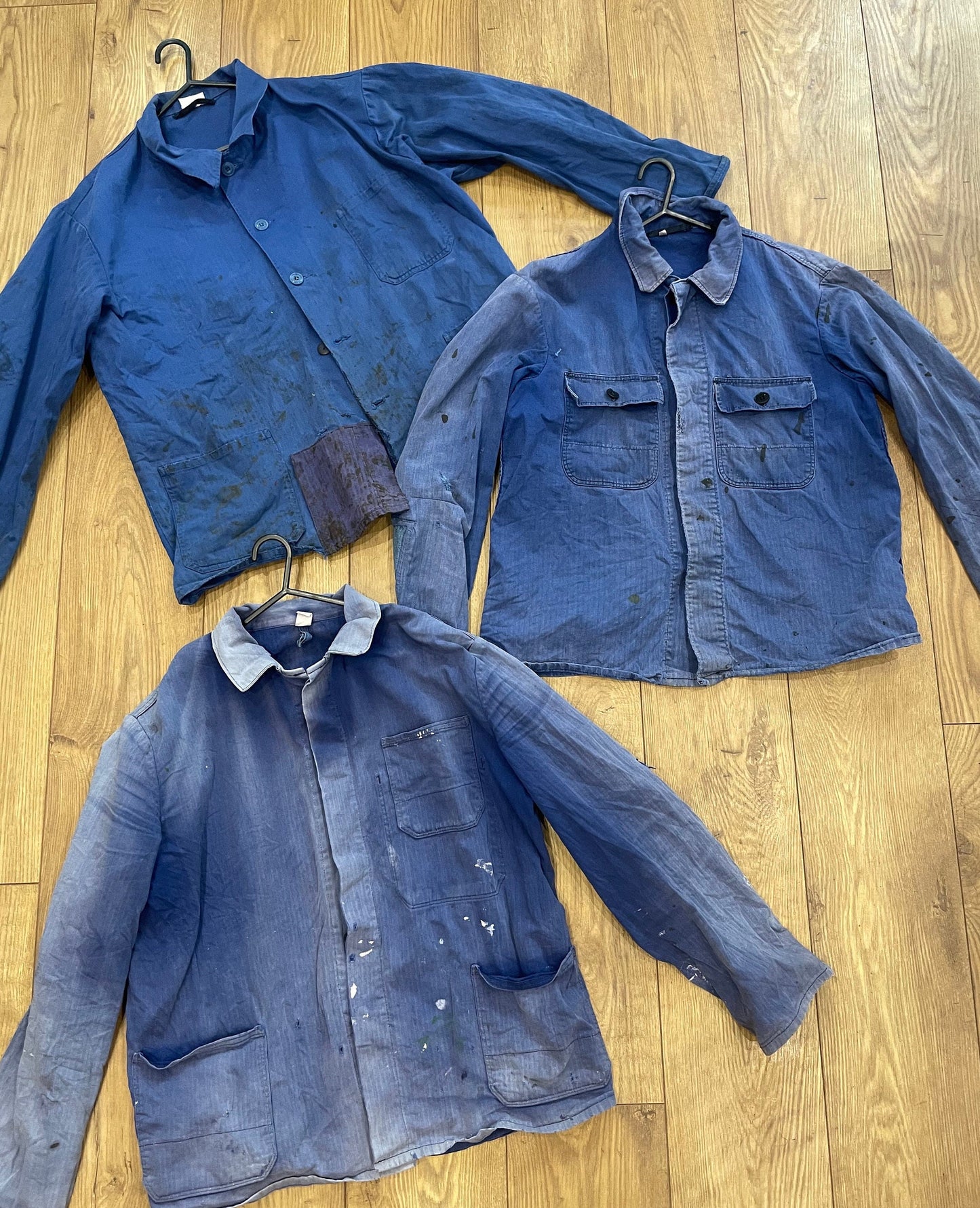 5 x Vintage French Work Jacket Distressed Old Worn In - Wholesale Job Lot