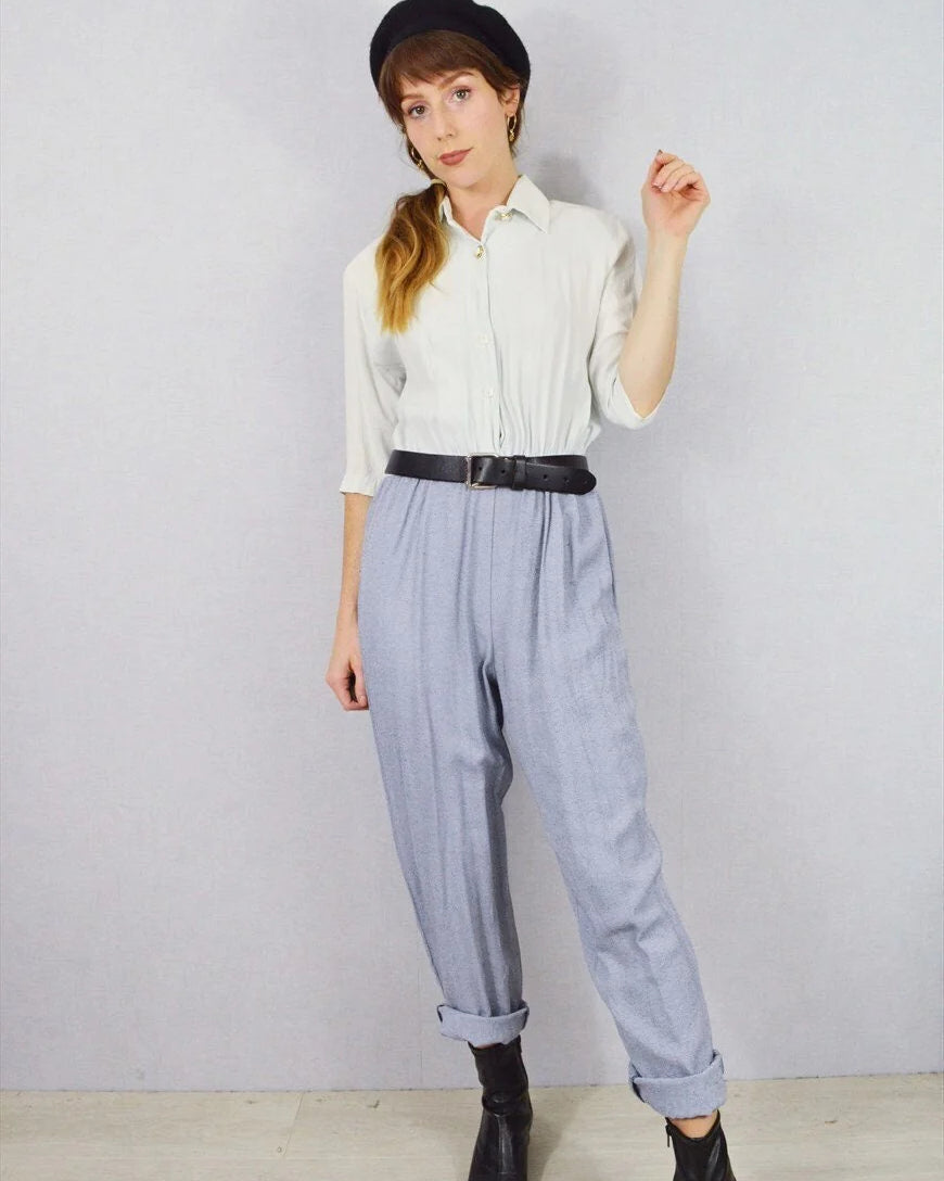 Vintage 80s Full Length Shirt Jumpsuit