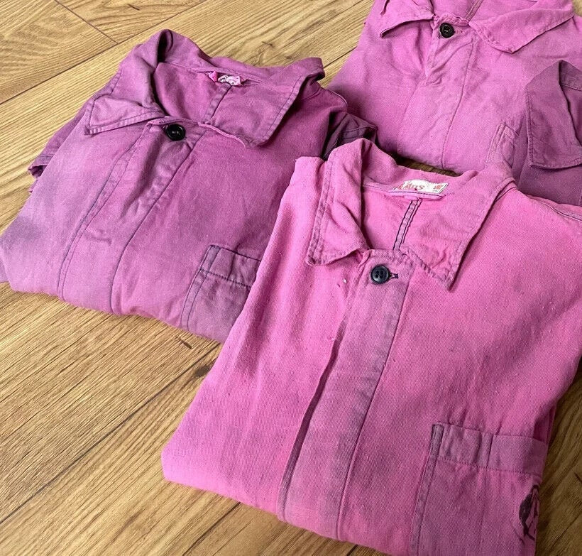 Vintage French Chore Shirt Pink Cotton