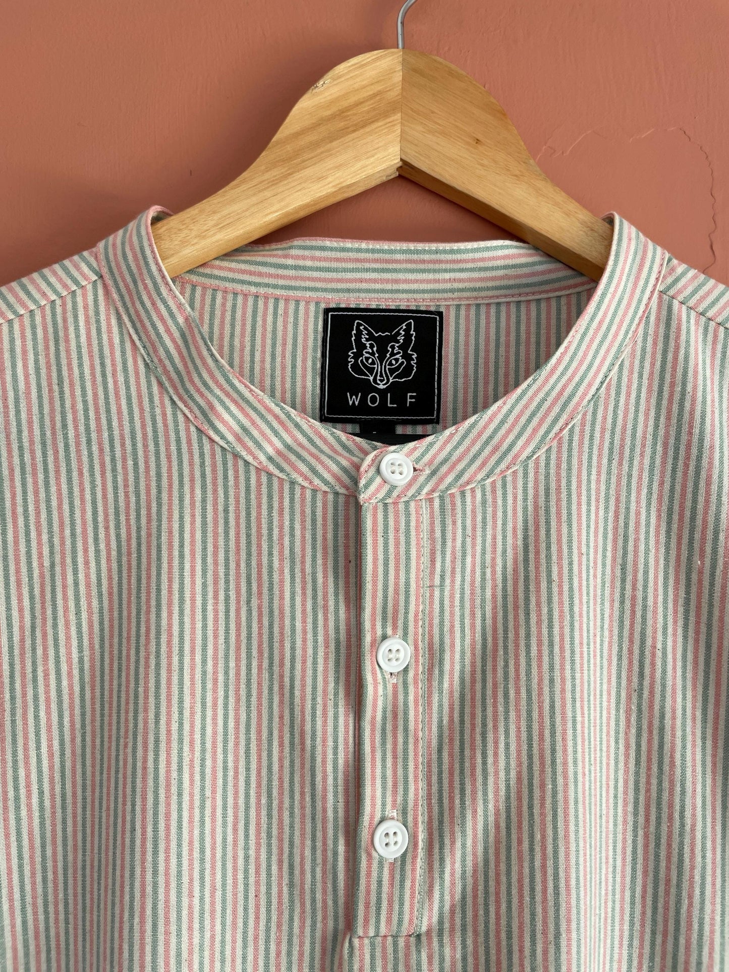 Rhubarb Collarless Grandad Shirt Smock