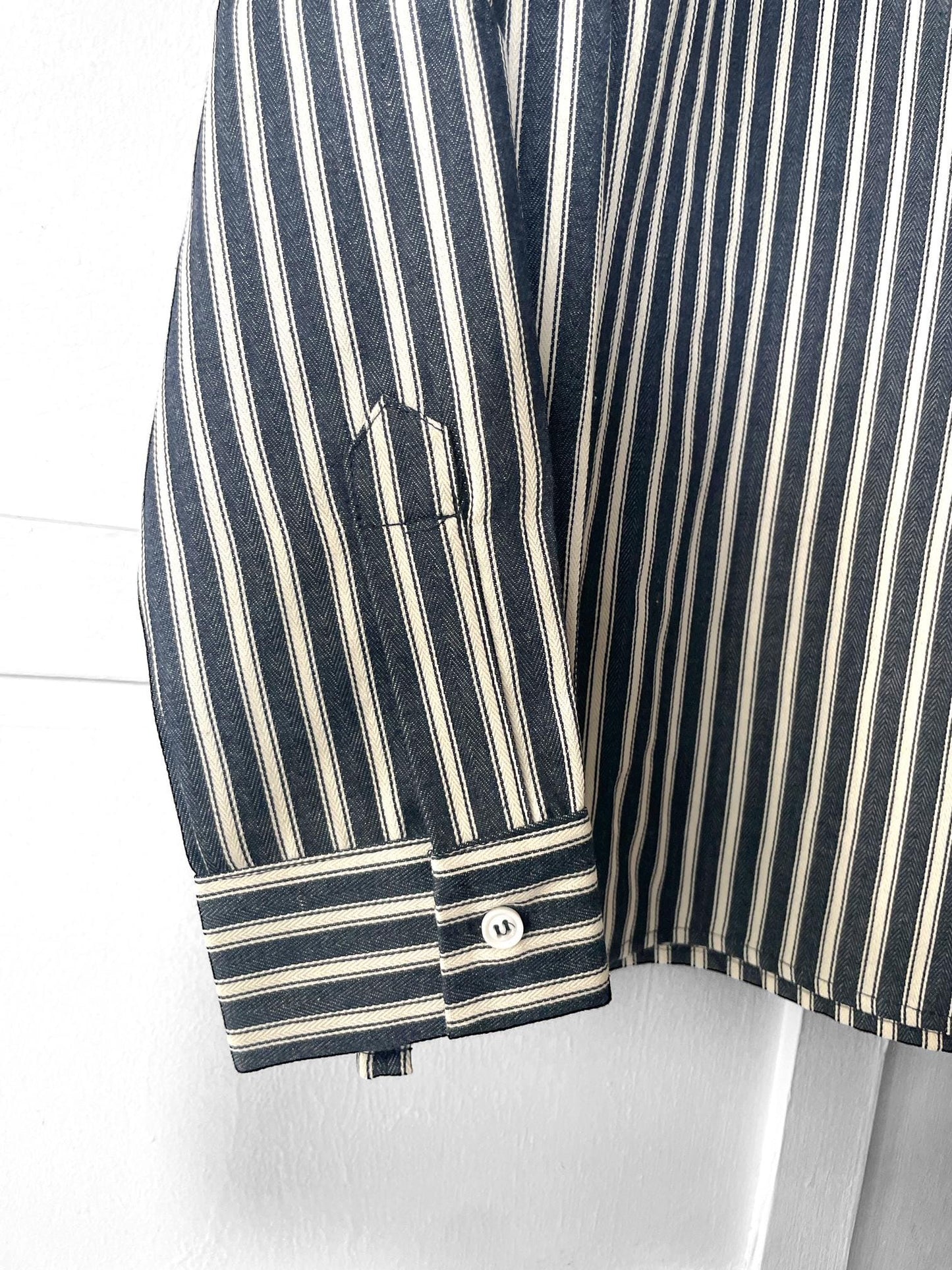 Striped Fisherman Grandad Work Smock Shirt