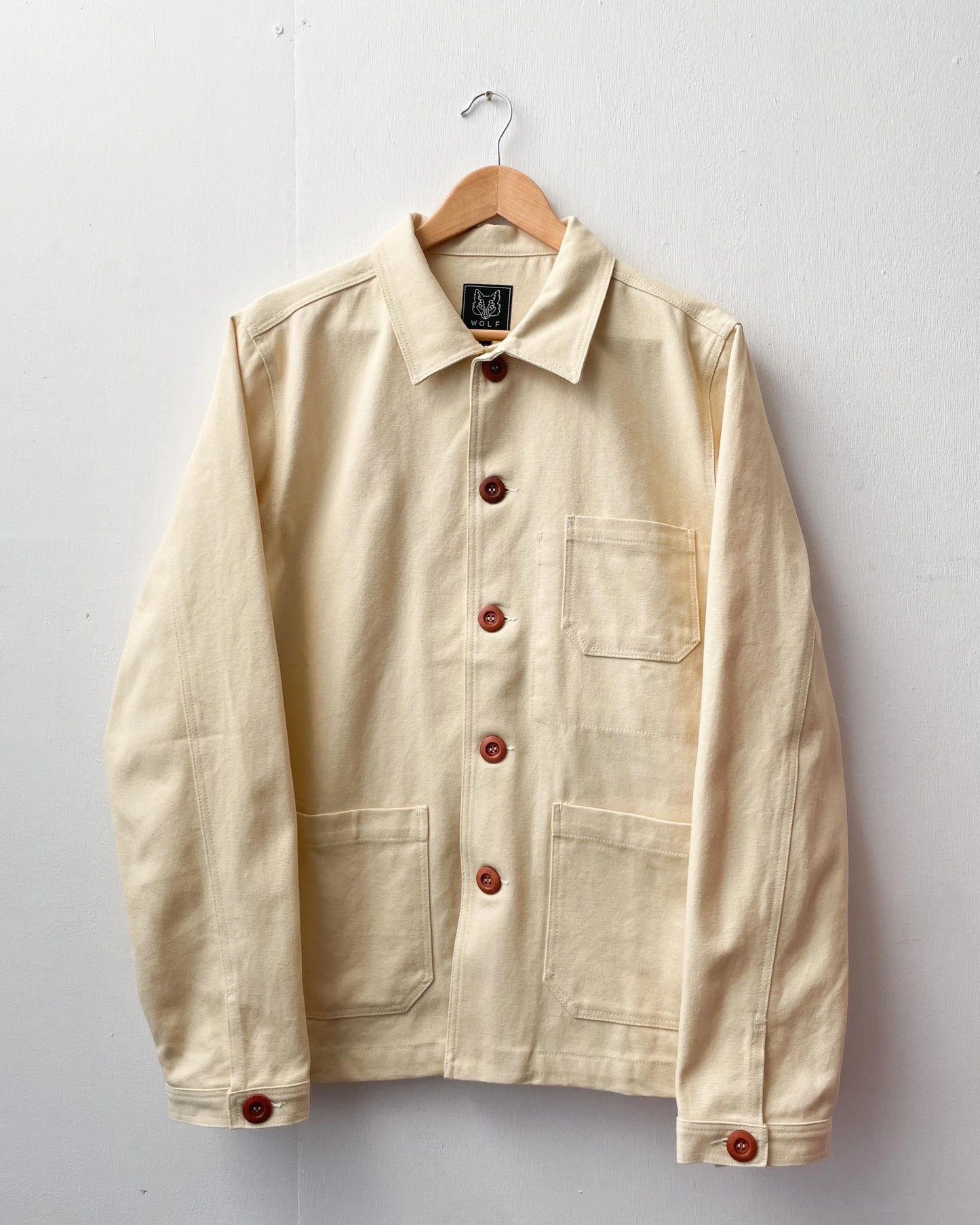 60s Style Ecru Cotton Canvas Chore Jacket