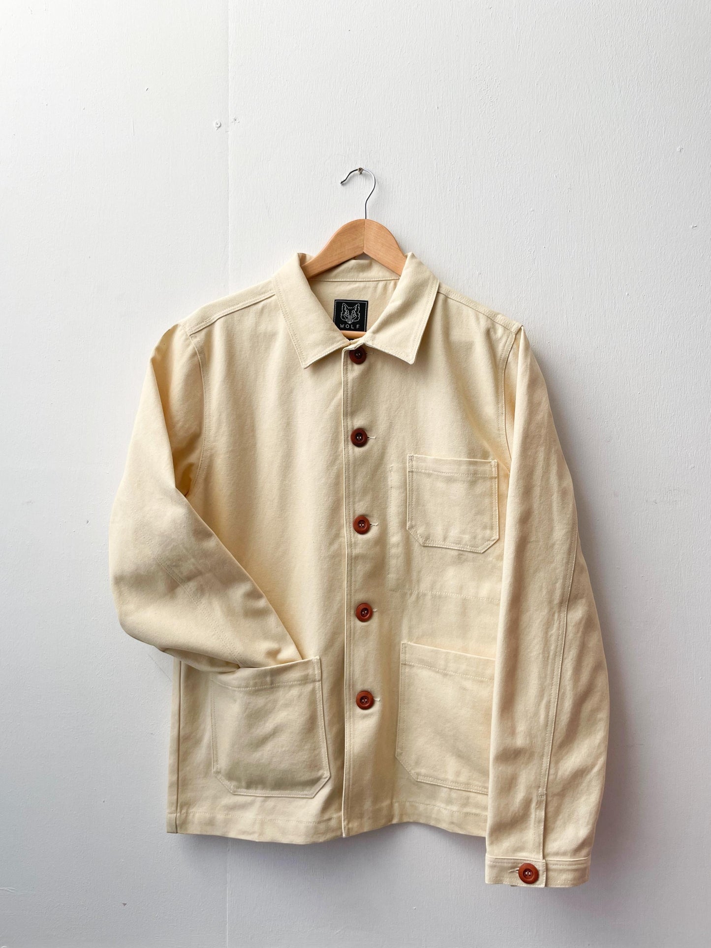 60s Style Ecru Cotton Canvas Chore Jacket