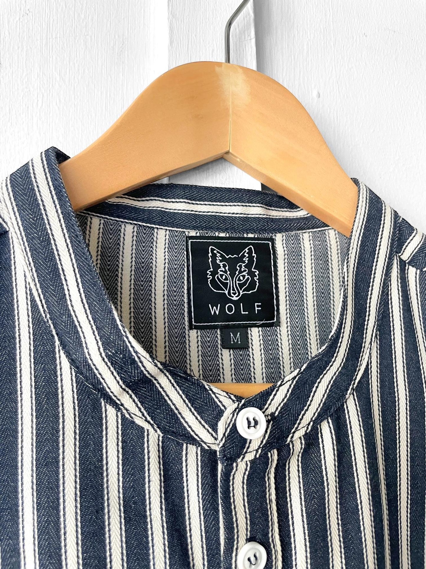 Striped Fisherman Grandad Work Smock Shirt