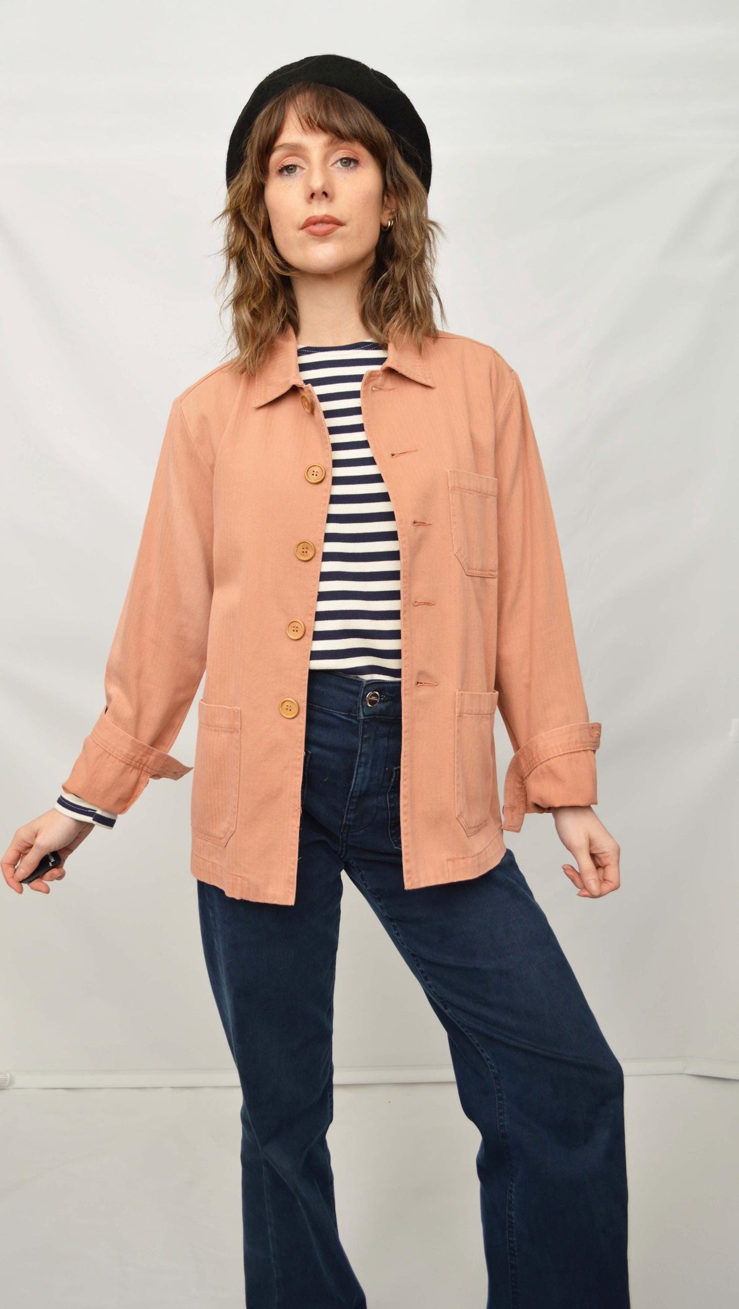 Herringbone Terracotta Peach Chore Jacket