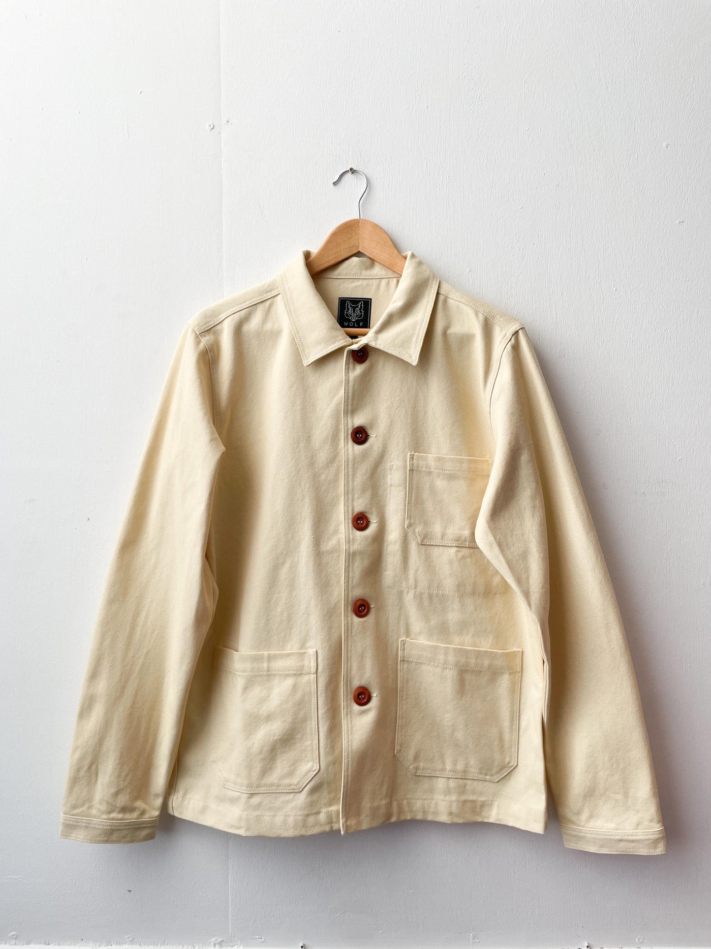 60s Style Ecru Cotton Canvas Chore Jacket