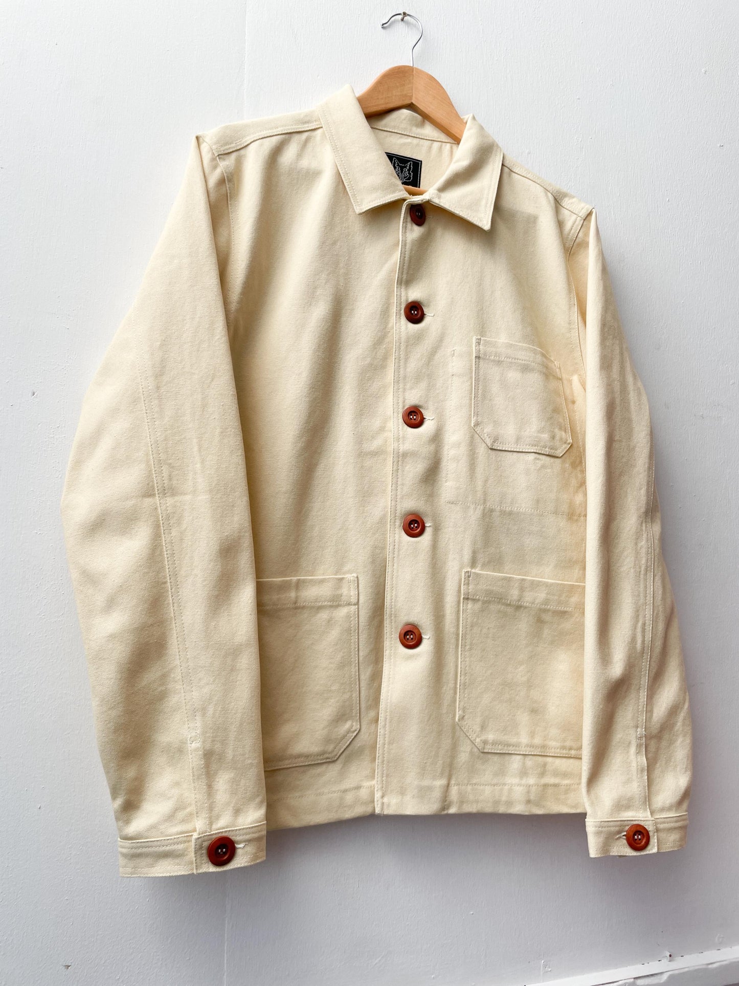 60s Style Ecru Cotton Canvas Chore Jacket